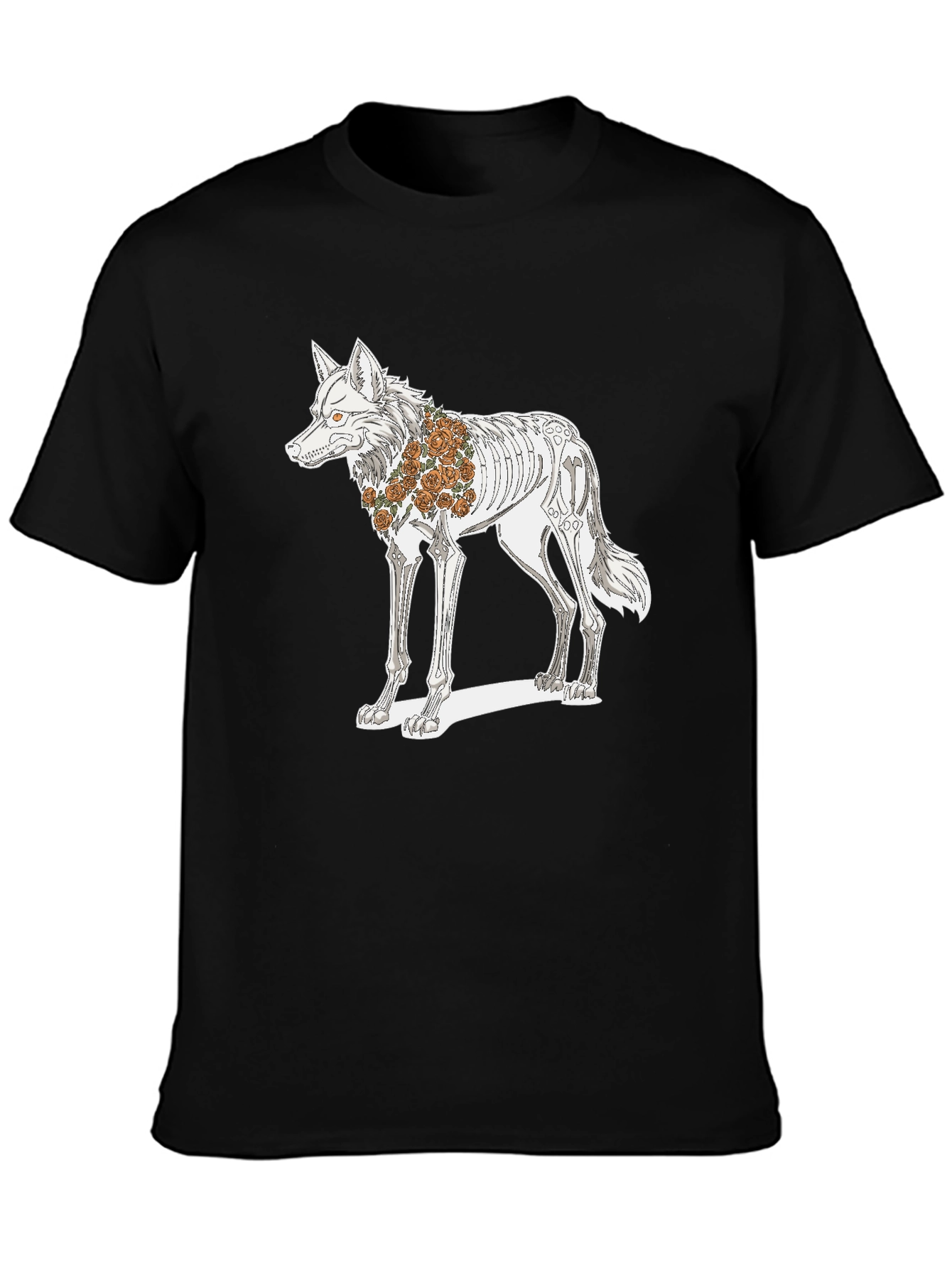 Day of the Dead Wolf Skeleton Graphic Tee