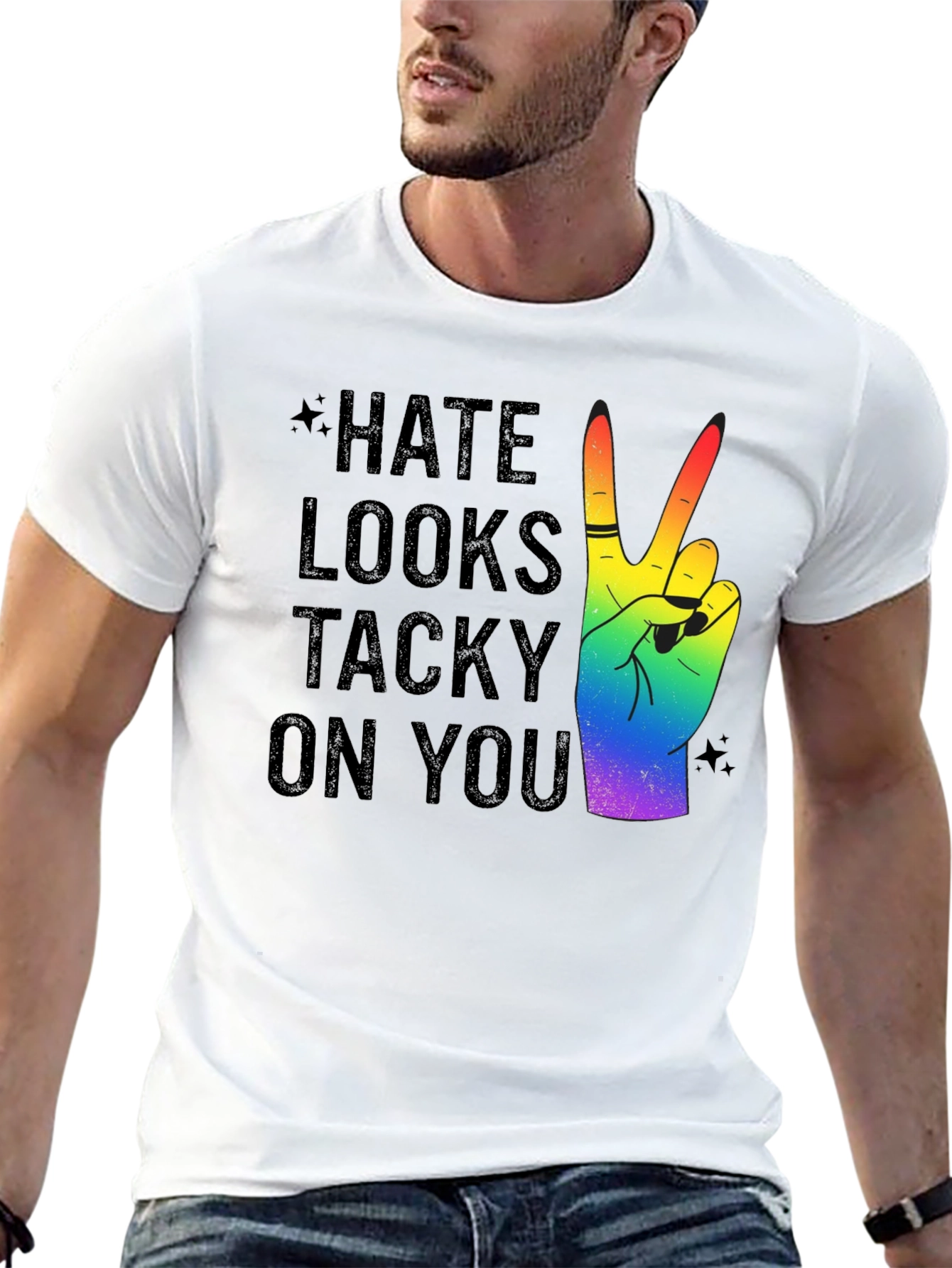 Hate Looks Tacky On You Rainbow Peace T-Shirt