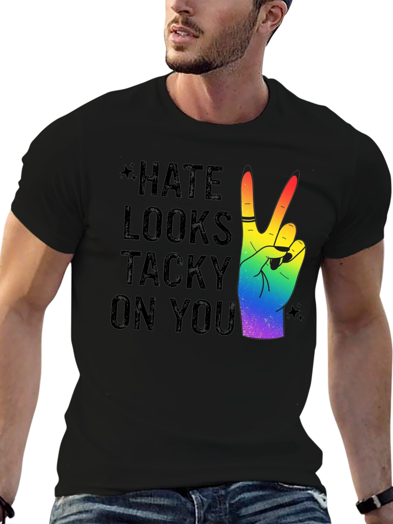 Hate Looks Tacky On You Rainbow Peace T-Shirt