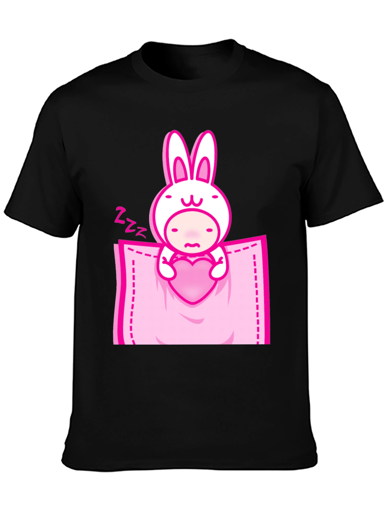 Cute Bunny Heart Pocket Graphic Tee