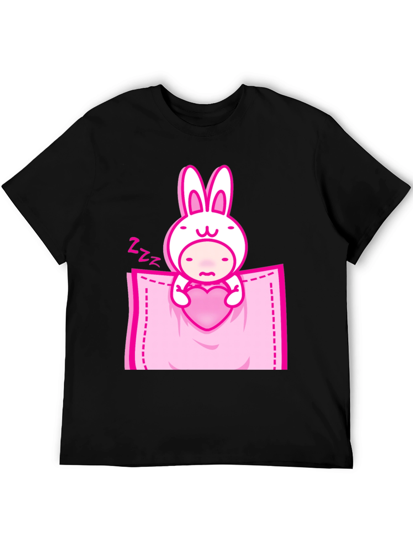 Cute Bunny Heart Pocket Graphic Tee