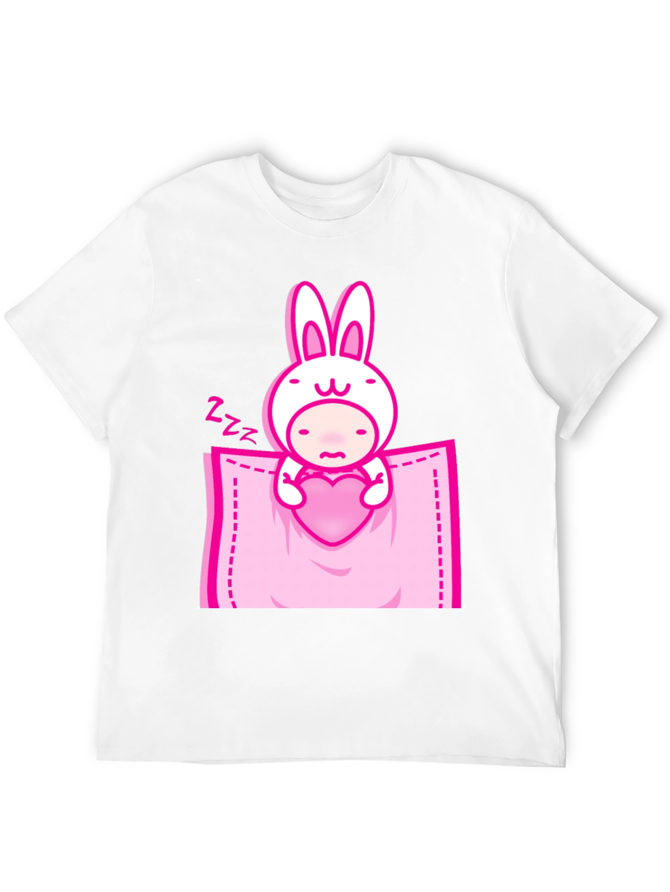 Cute Bunny Heart Pocket Graphic Tee