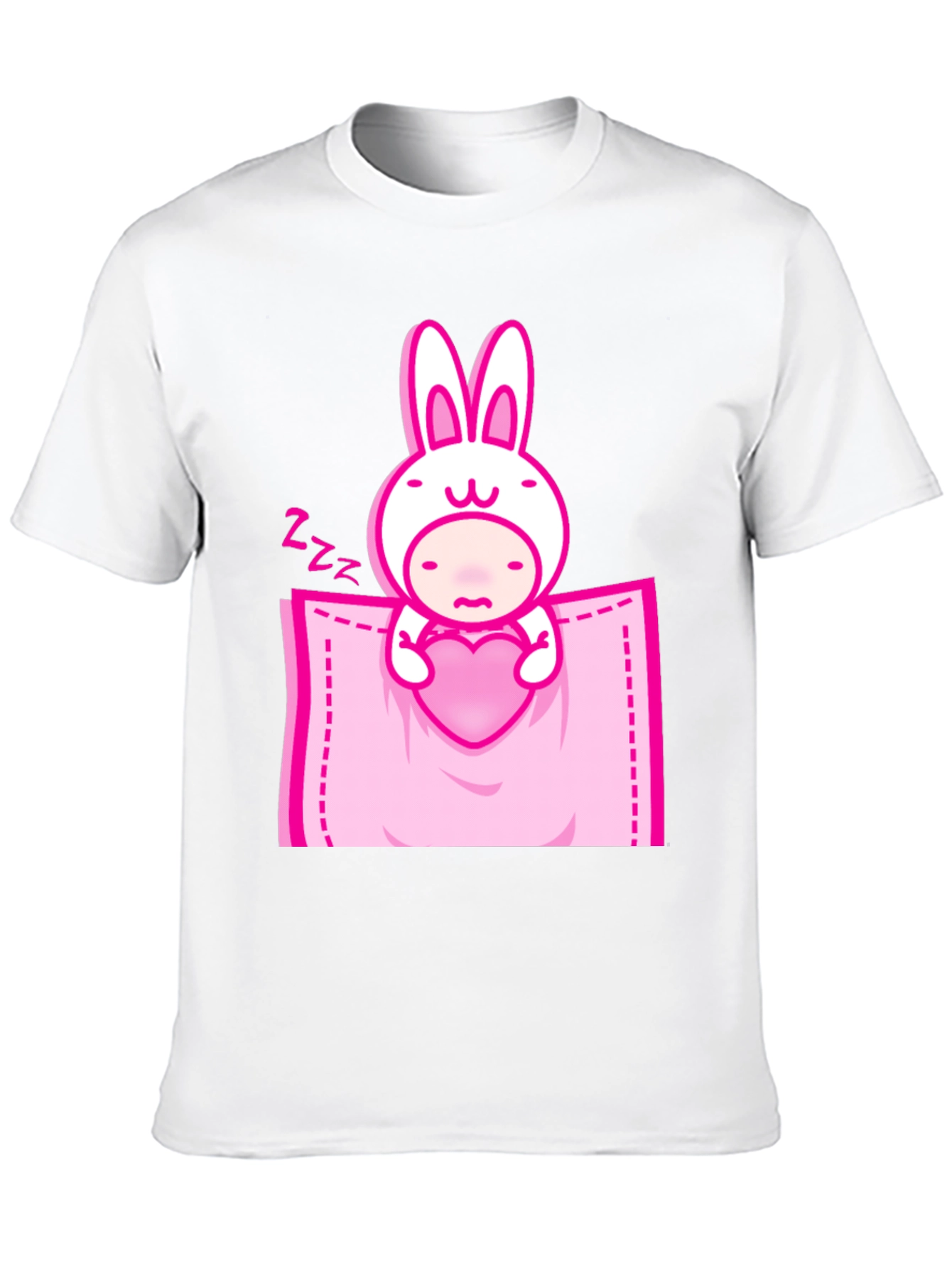 Cute Bunny Heart Pocket Graphic Tee