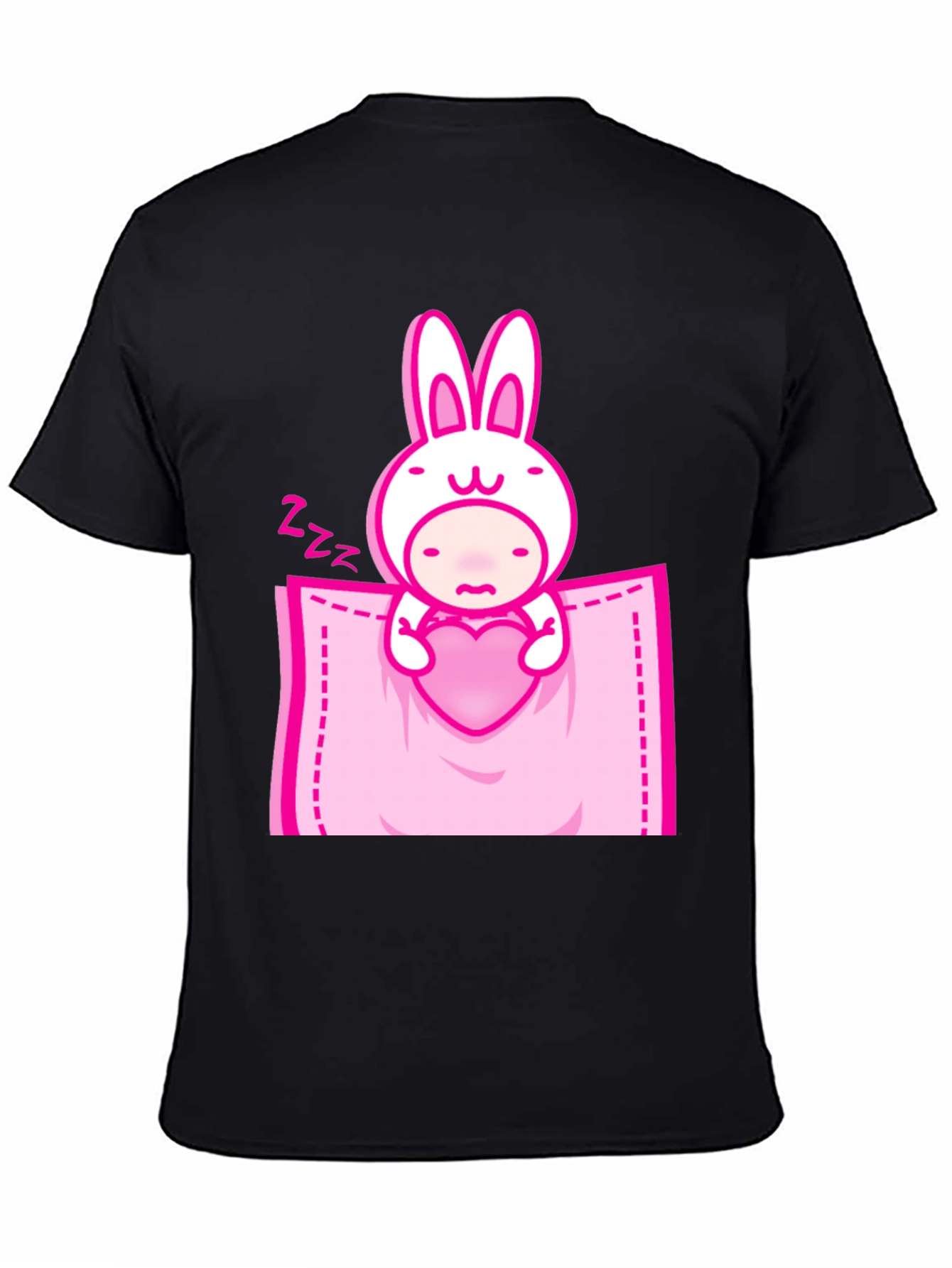 Cute Bunny Heart Pocket Graphic Tee