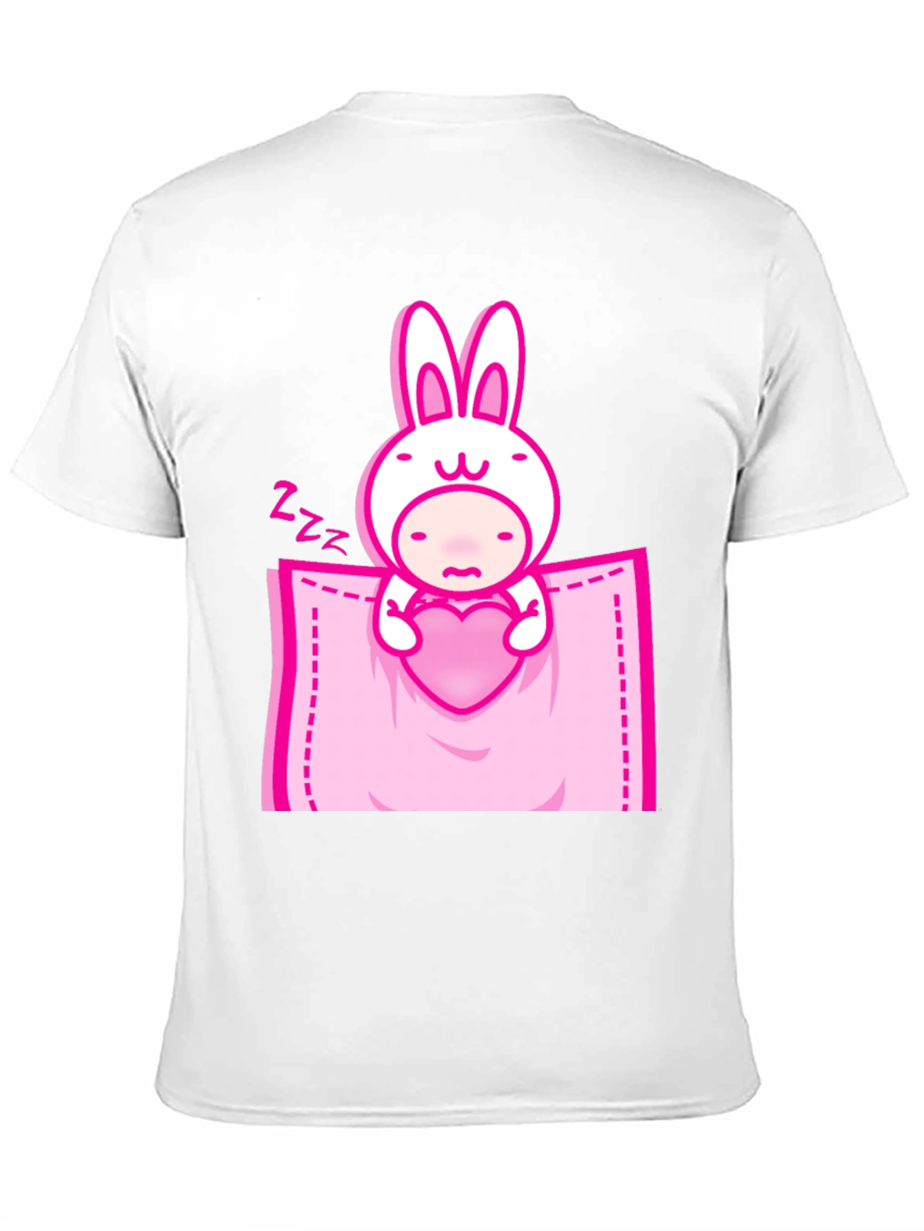 Cute Bunny Heart Pocket Graphic Tee