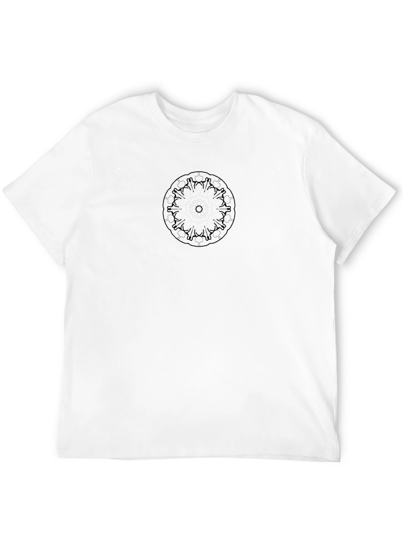 Modern Mandala Print Black Crew Neck T-Shirt