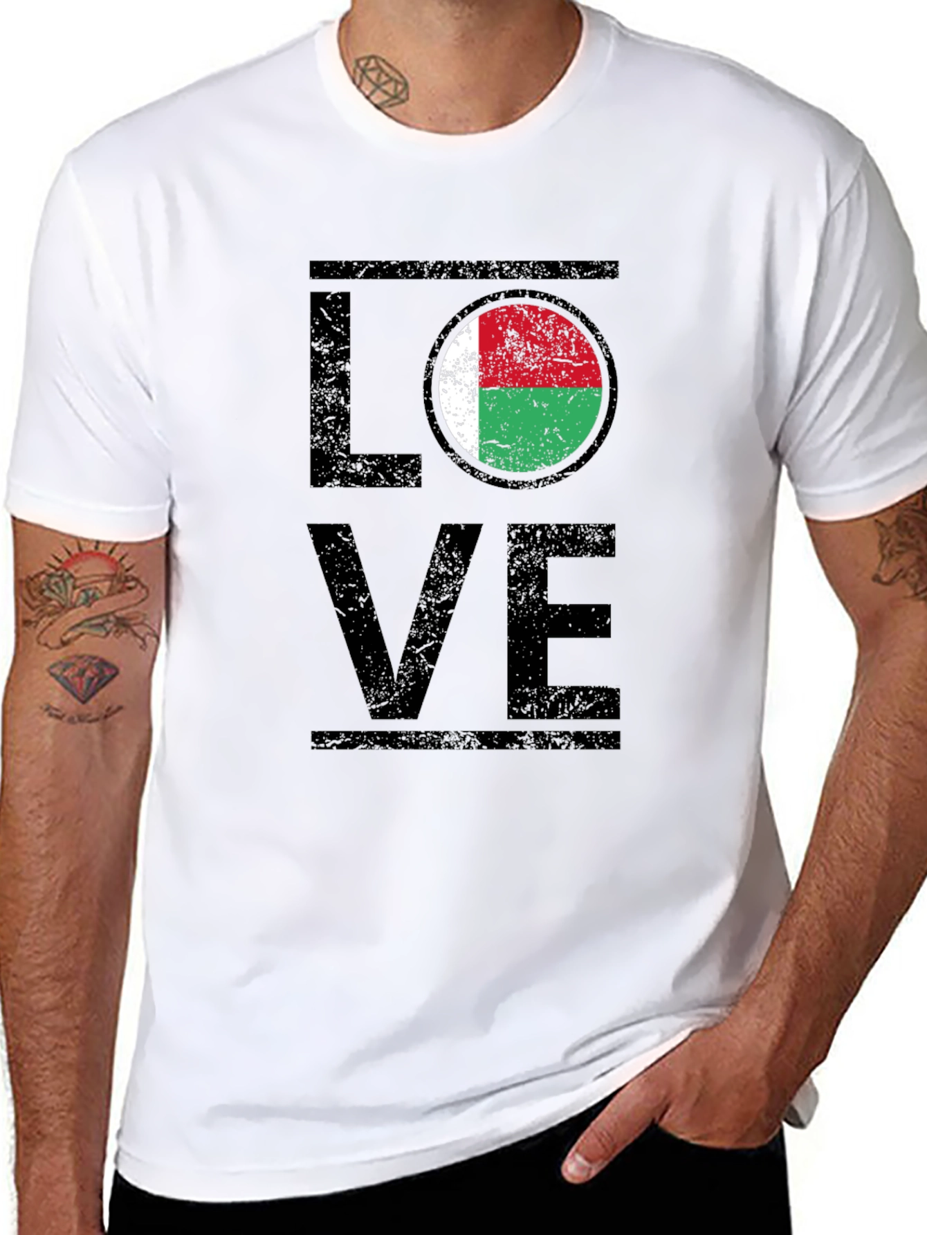 Love Madagascar Flag T-Shirt - Black Cotton Tee