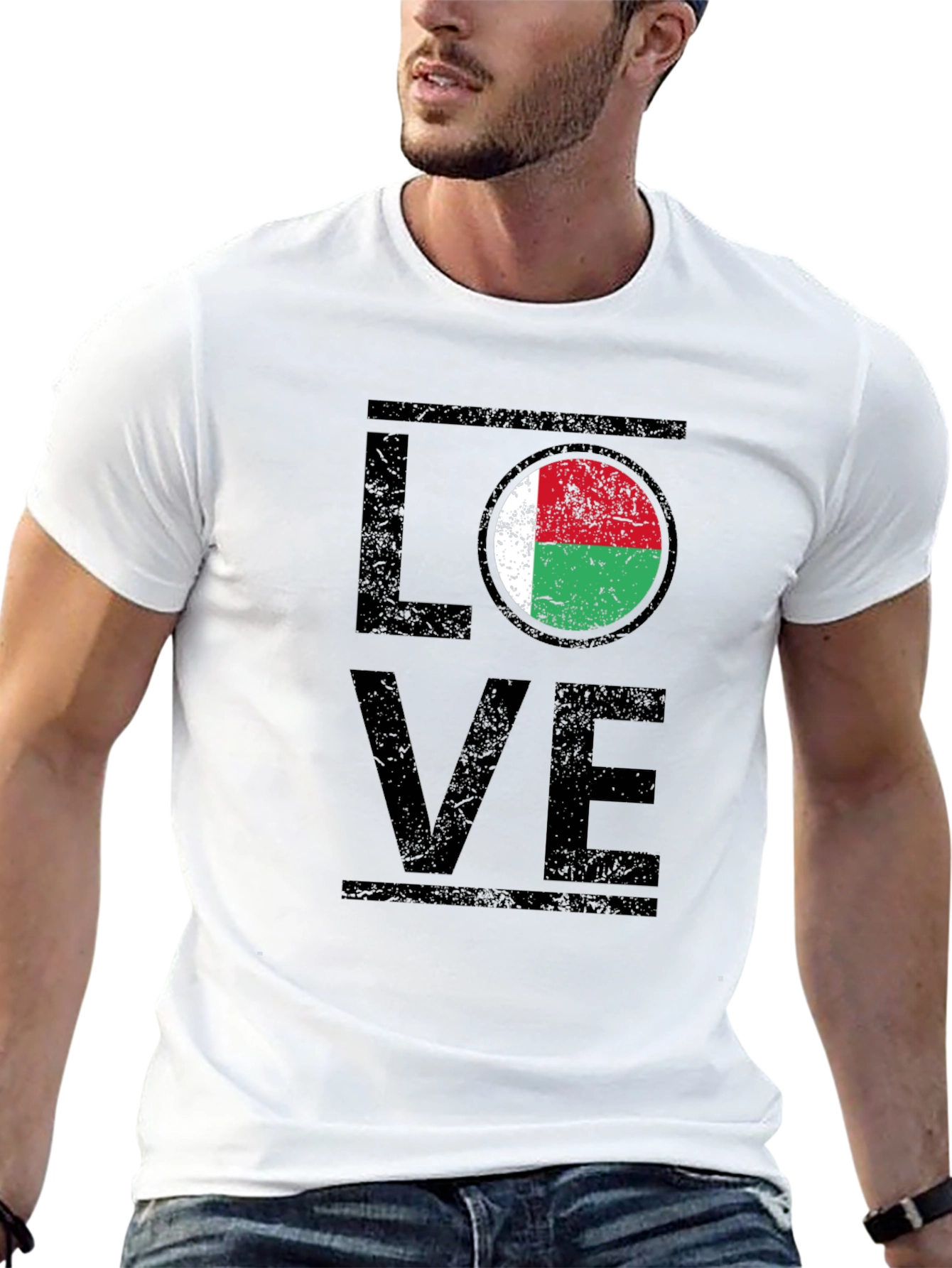 Love Madagascar Flag T-Shirt - Black Cotton Tee
