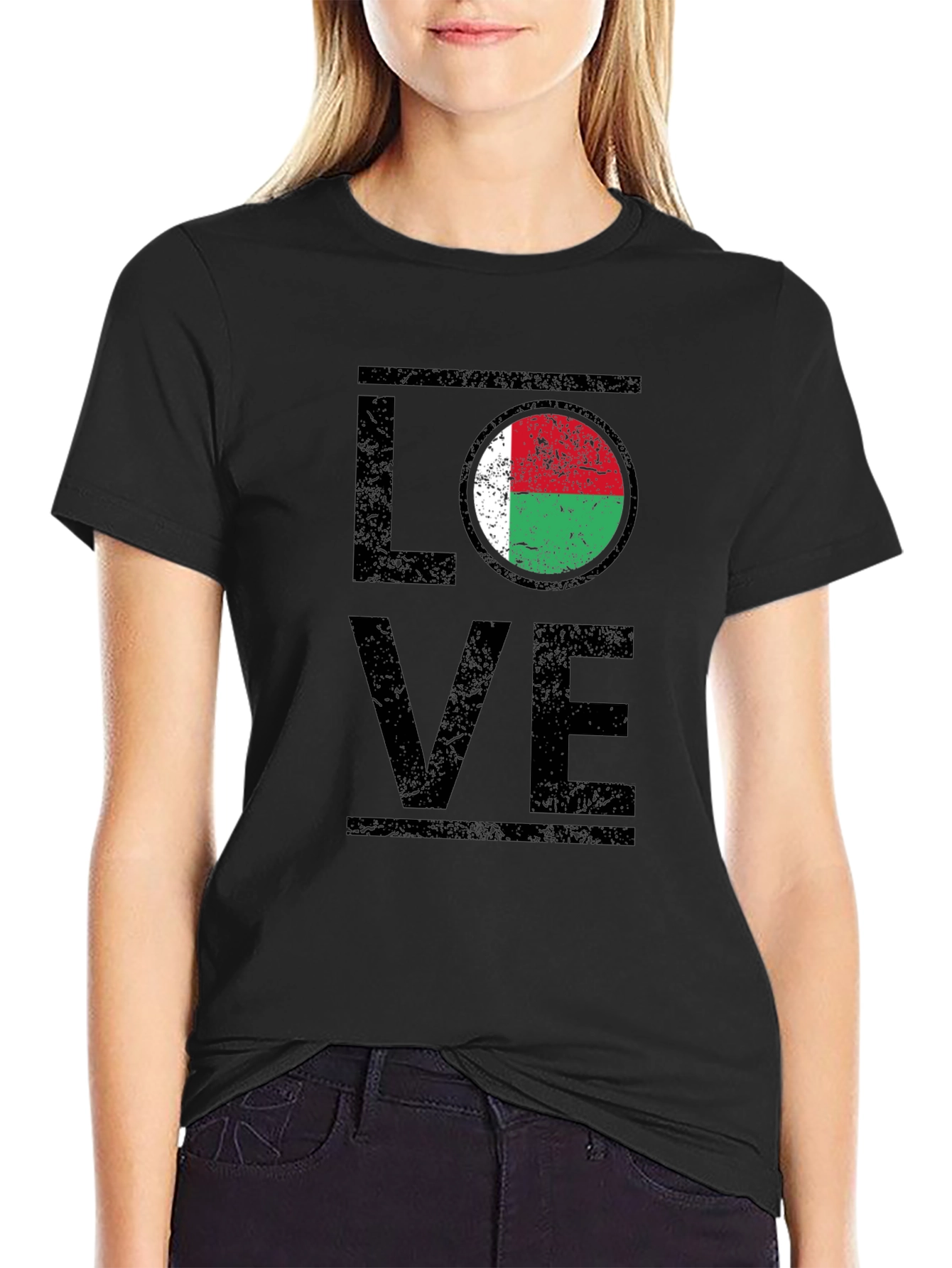 Love Madagascar Flag T-Shirt - Black Cotton Tee