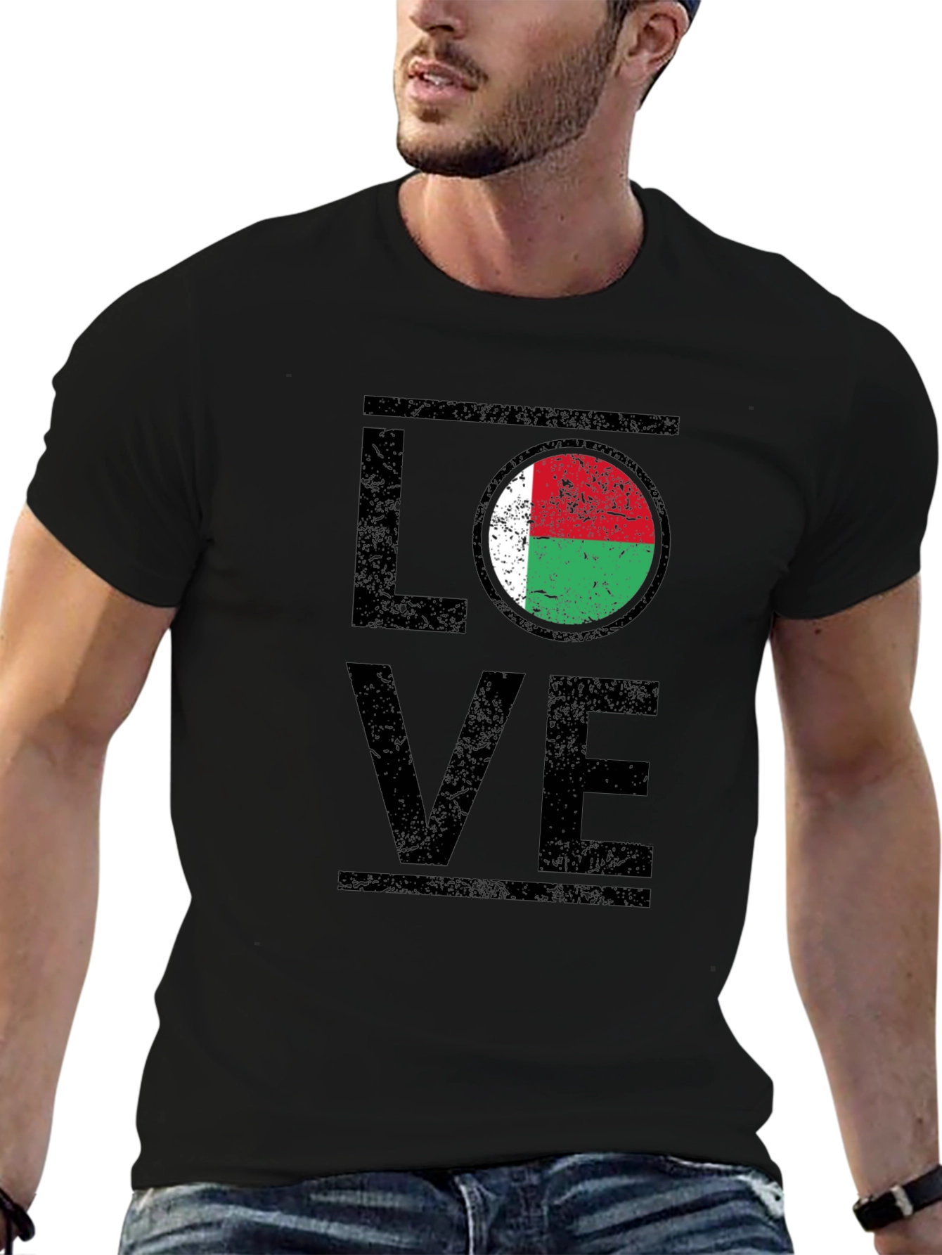 Love Madagascar Flag T-Shirt - Black Cotton Tee