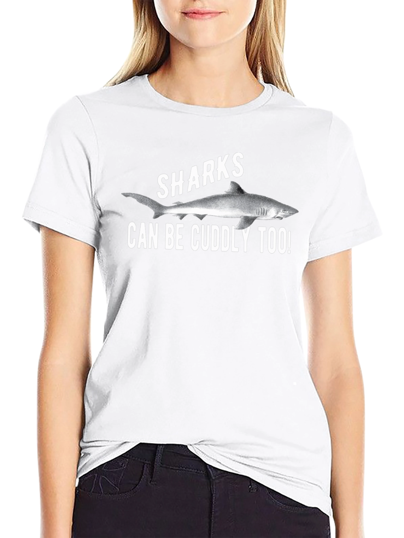Sharks Can Be Cuddly Too Black T-Shirt