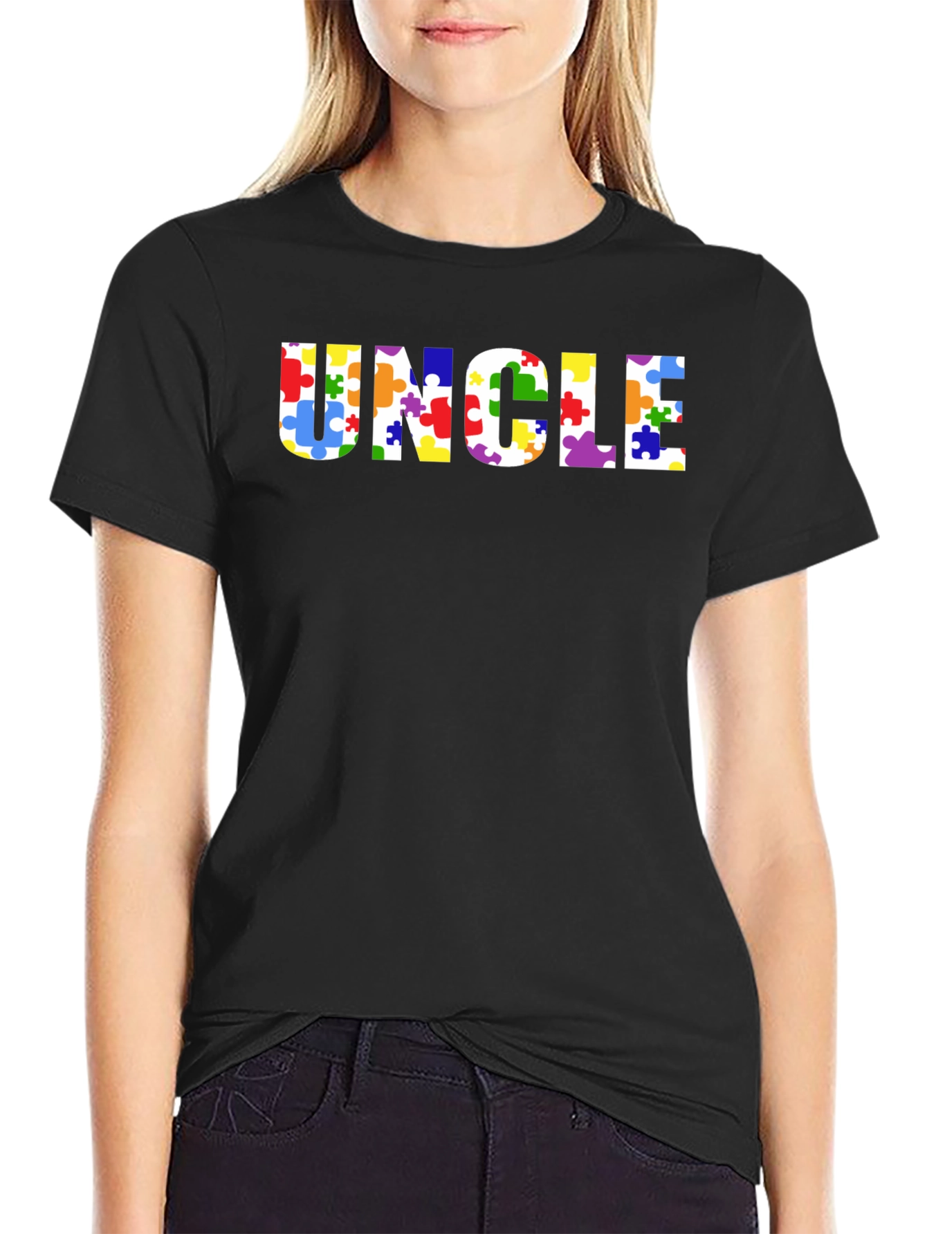 Uncle Autism Awareness Puzzle Piece T-Shirt