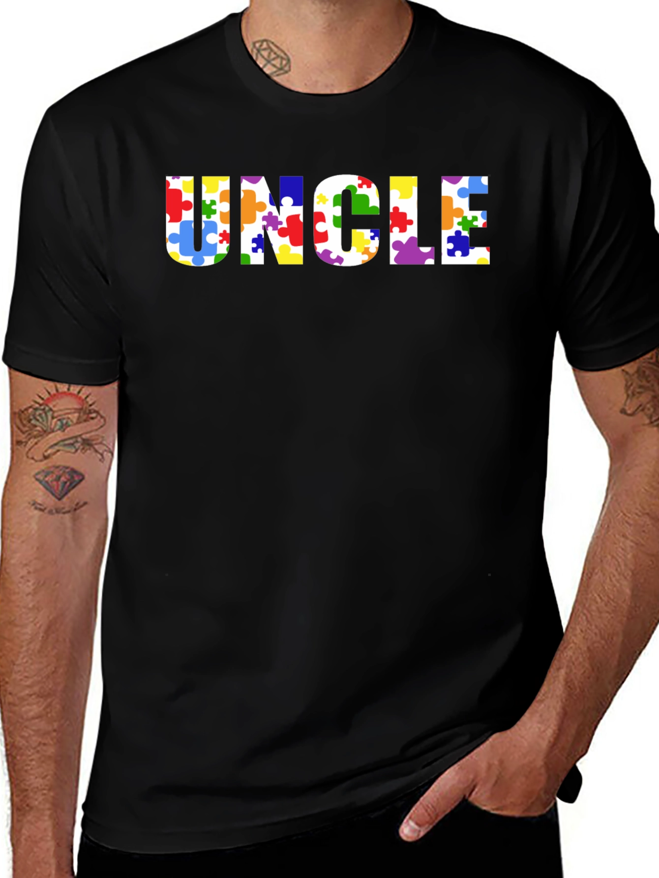 Uncle Autism Awareness Puzzle Piece T-Shirt