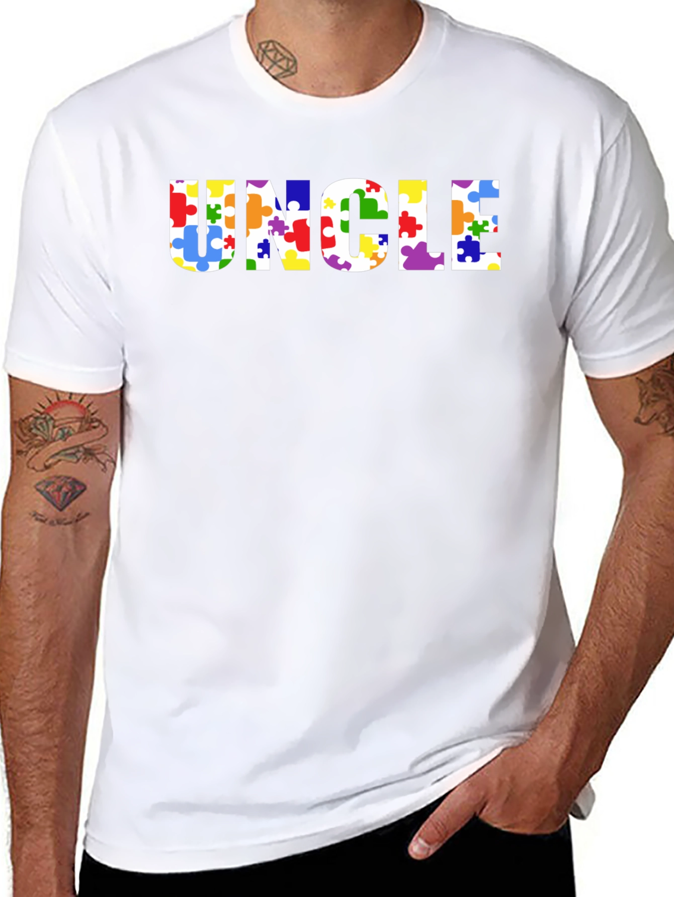 Uncle Autism Awareness Puzzle Piece T-Shirt