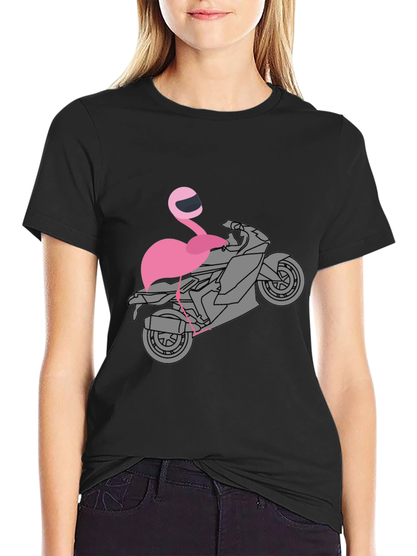 Flamingo Biker T-Shirt - Unique Graphic Tee