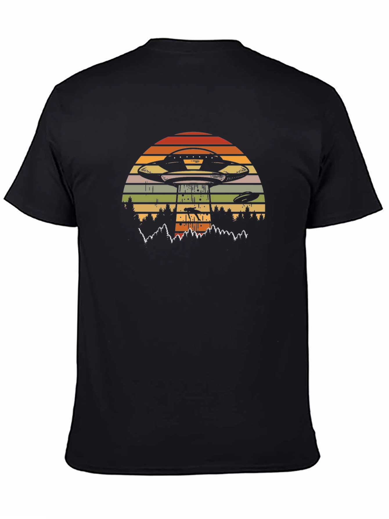 Retro UFO Abduction T-Shirt - Black