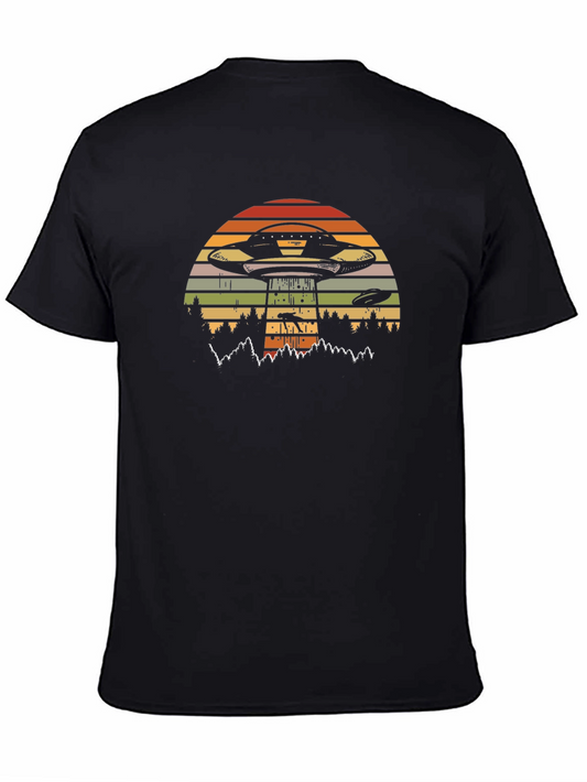 Retro UFO Abduction T-Shirt - Black