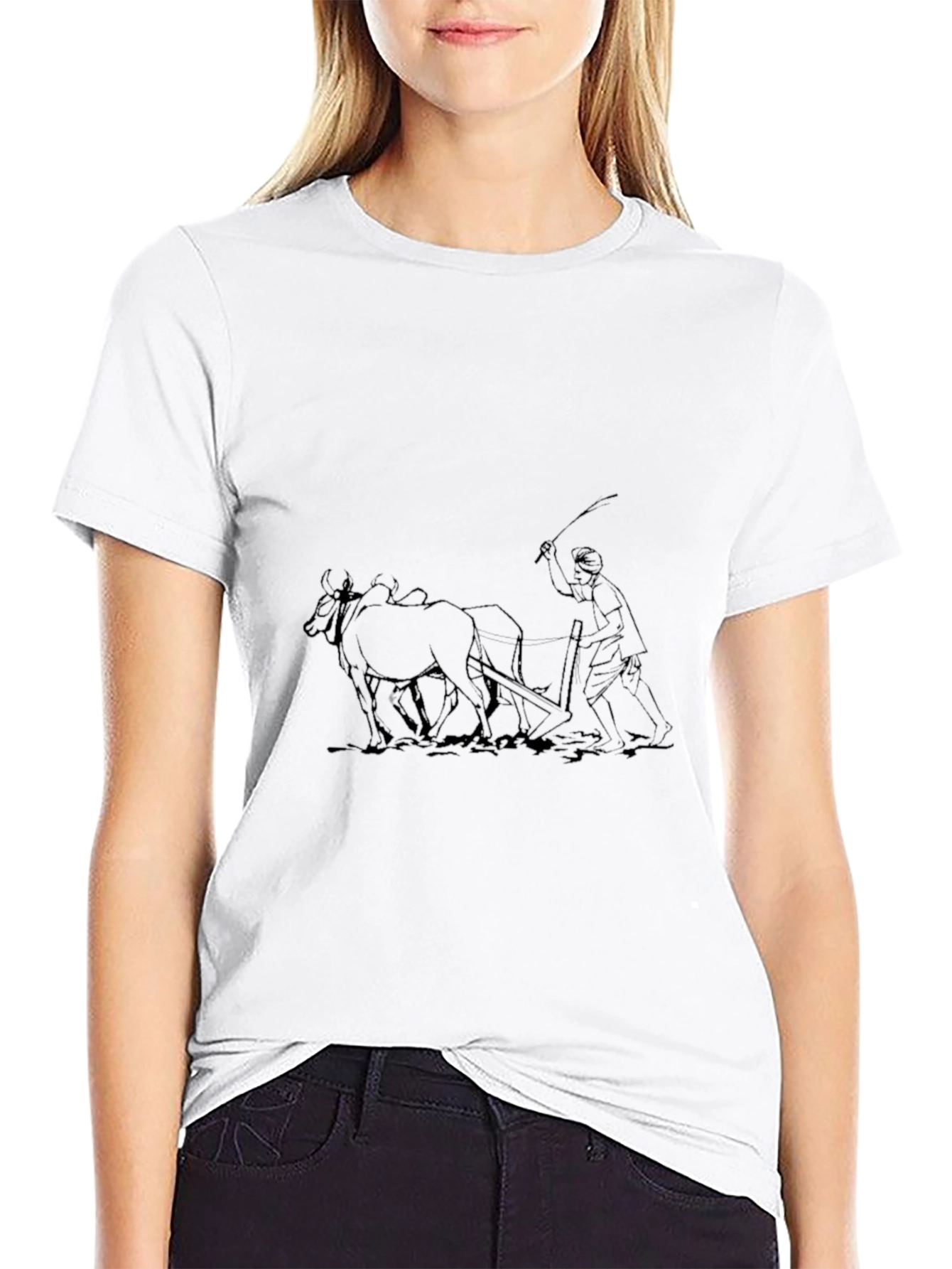 Black T-Shirt with Farming Graphic