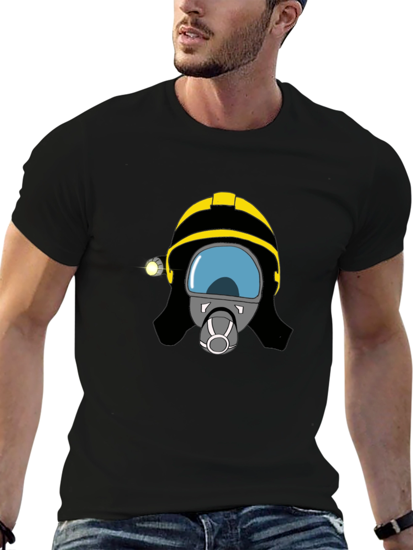 Firefighter Helmet Graphic Tee - Unisex Black T-Shirt