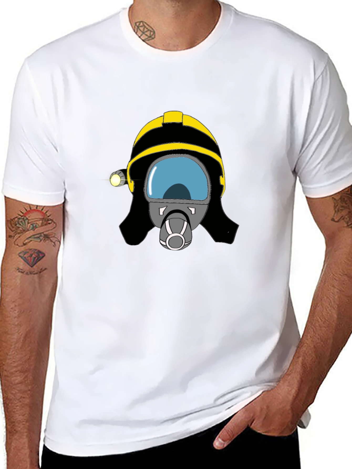 Firefighter Helmet Graphic Tee - Unisex Black T-Shirt