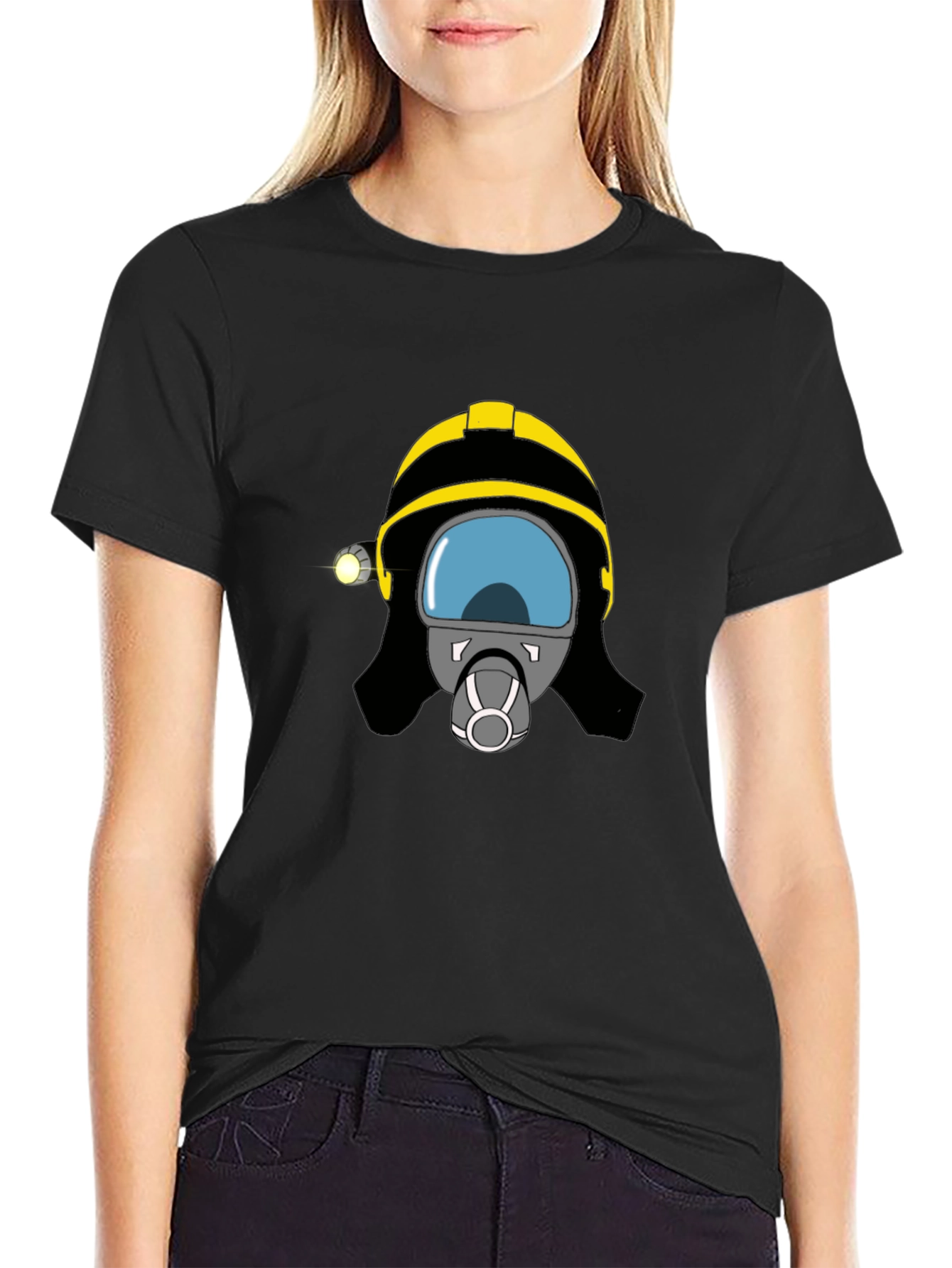 Firefighter Helmet Graphic Tee - Unisex Black T-Shirt