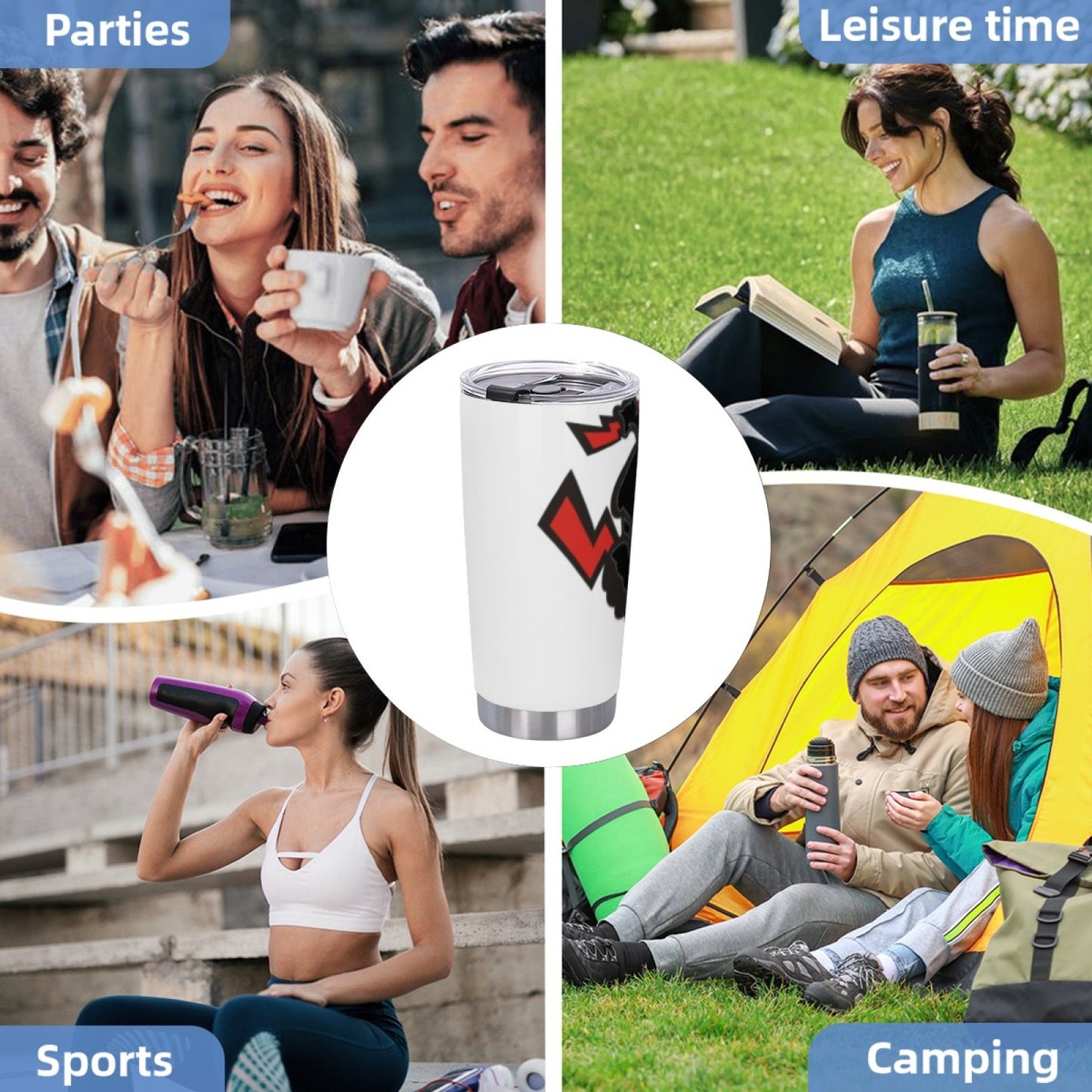 Stylish Insulated Travel Tumbler - Stainless Steel Graphic Design Cup