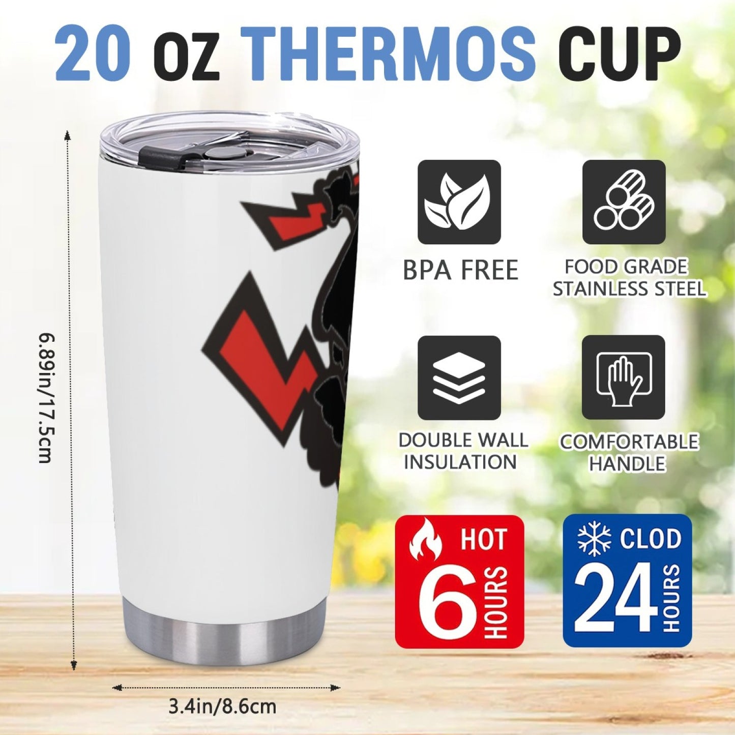 Stylish Insulated Travel Tumbler - Stainless Steel Graphic Design Cup