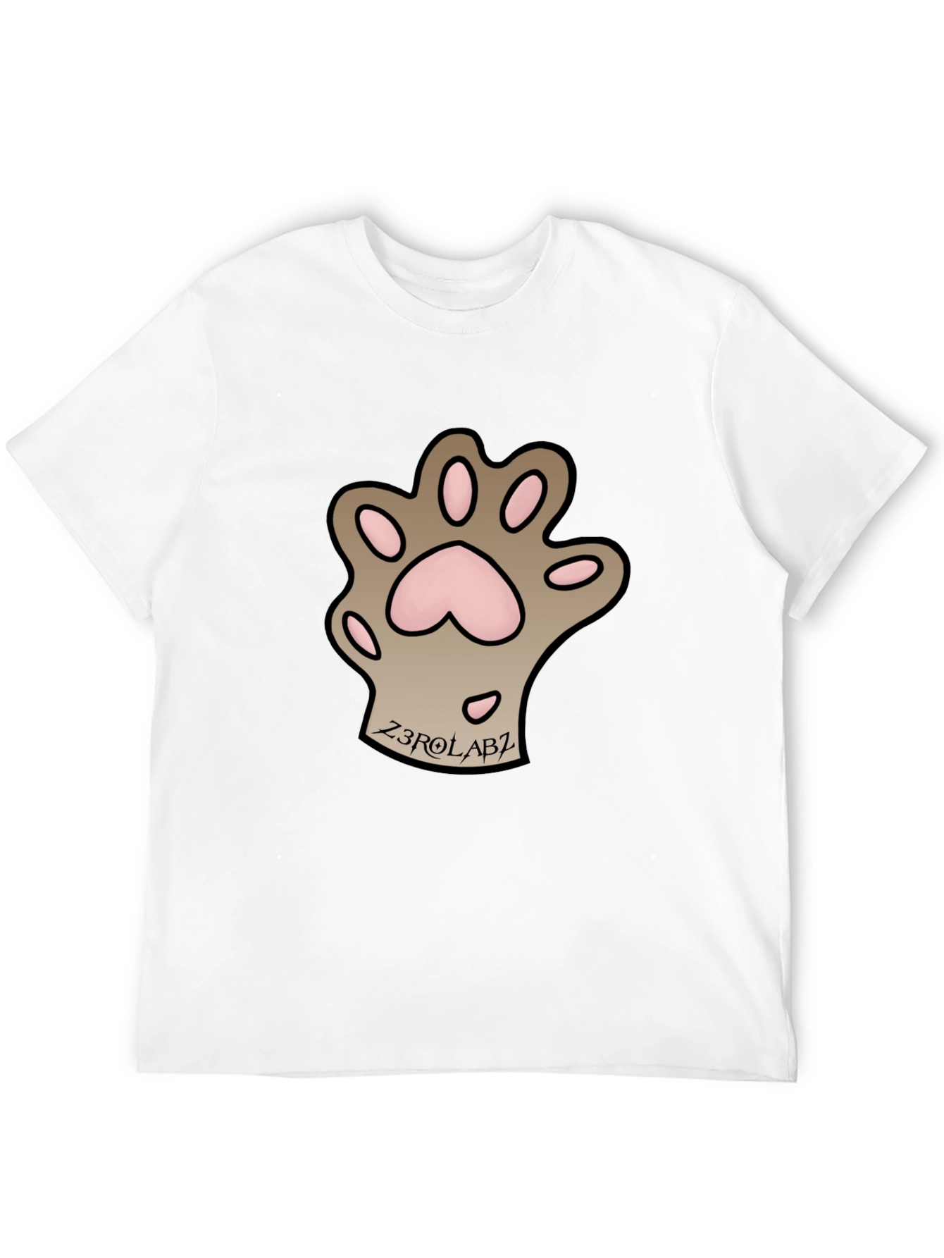 Mens Black Graphic Tee - Cat Paw Print