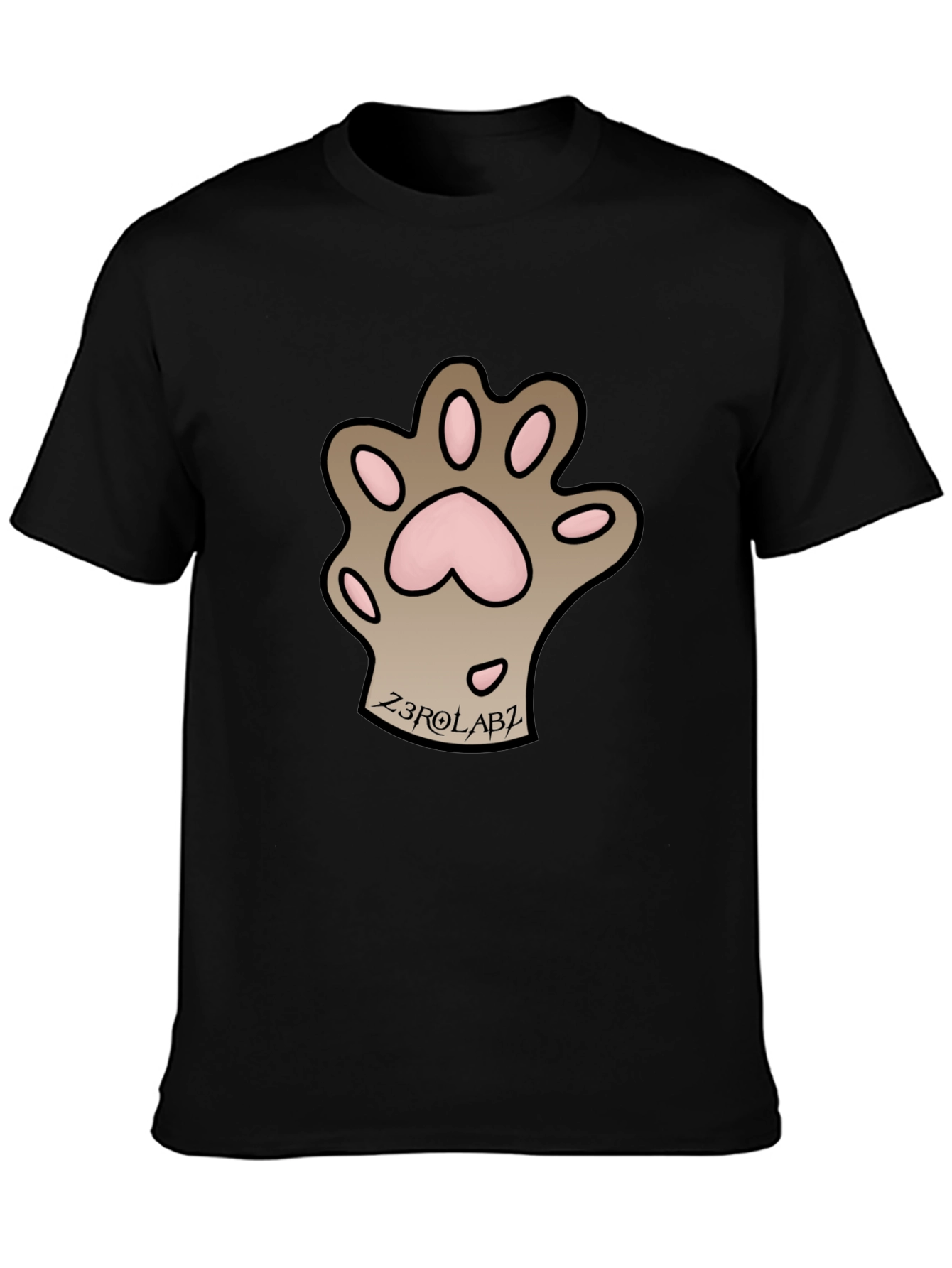 Mens Black Graphic Tee - Cat Paw Print