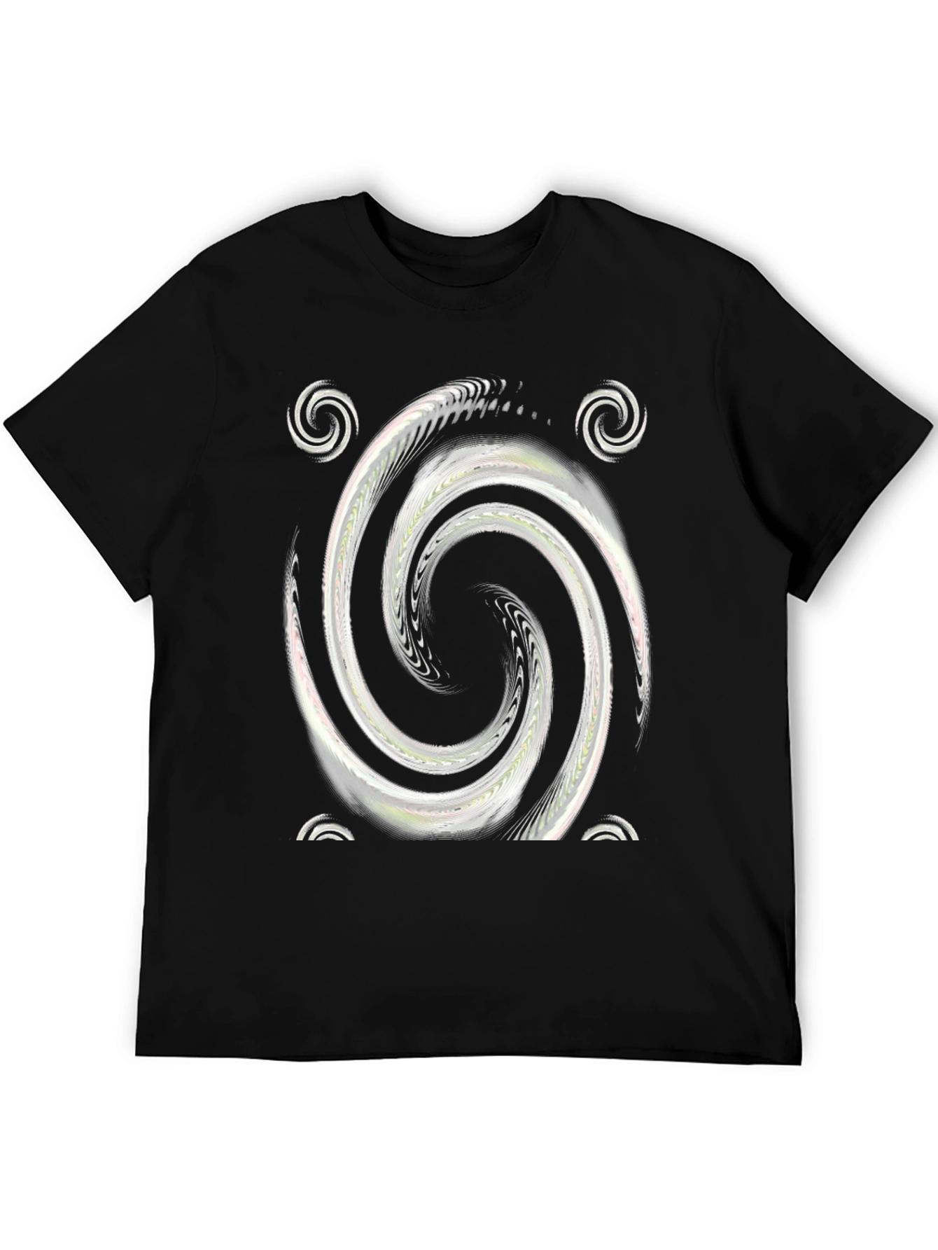 Swirl Graphic Print Crew Neck Tee - Black