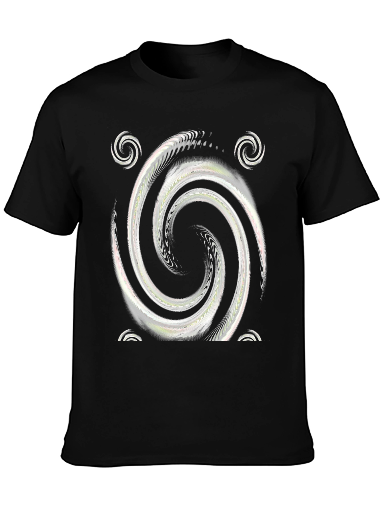 Swirl Graphic Print Crew Neck Tee - Black