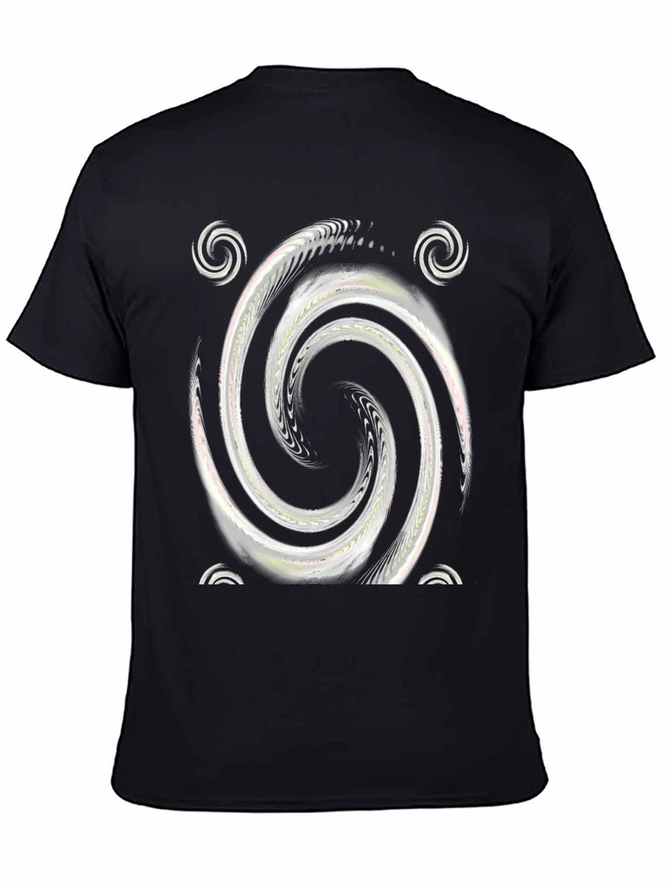 Swirl Graphic Print Crew Neck Tee - Black