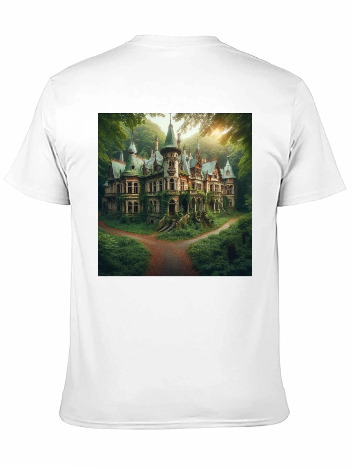 Eerie Estate T-Shirt - Gothic Mansion Design