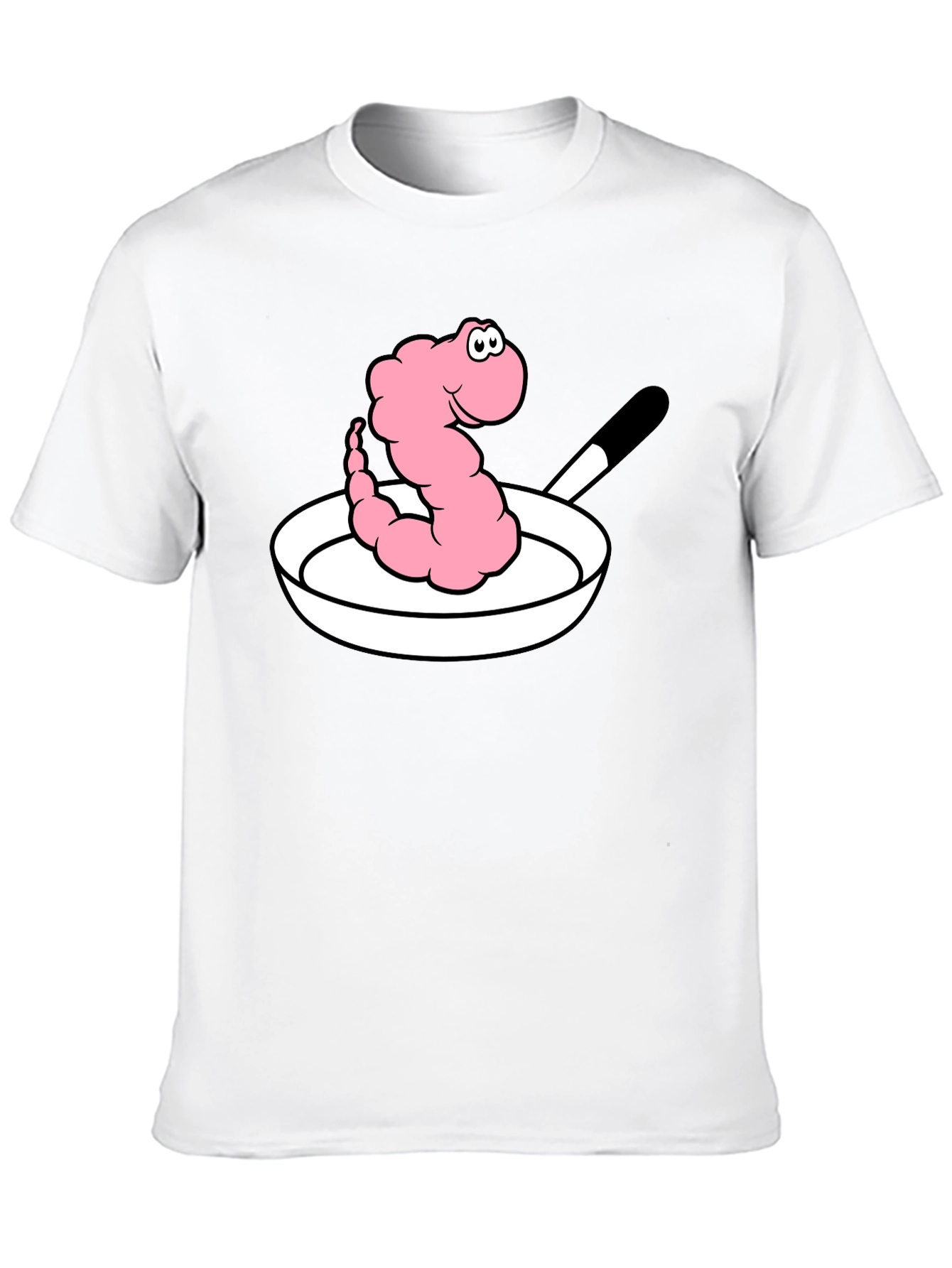 Funny Worm in Pan Graphic T-Shirt