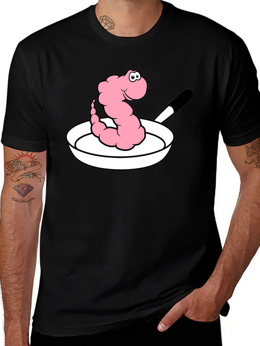 Funny Worm in Pan Graphic T-Shirt