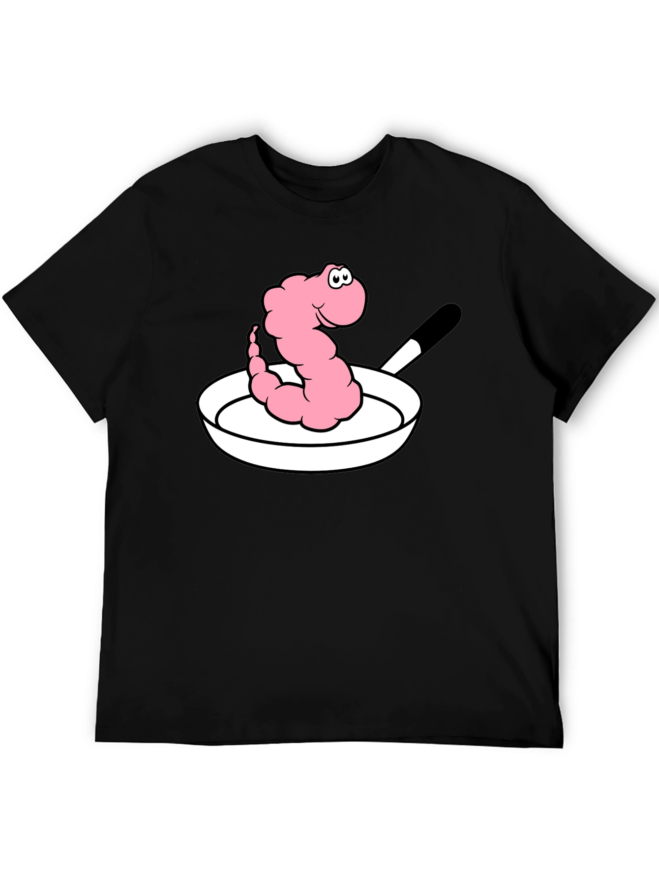 Funny Worm in Pan Graphic T-Shirt