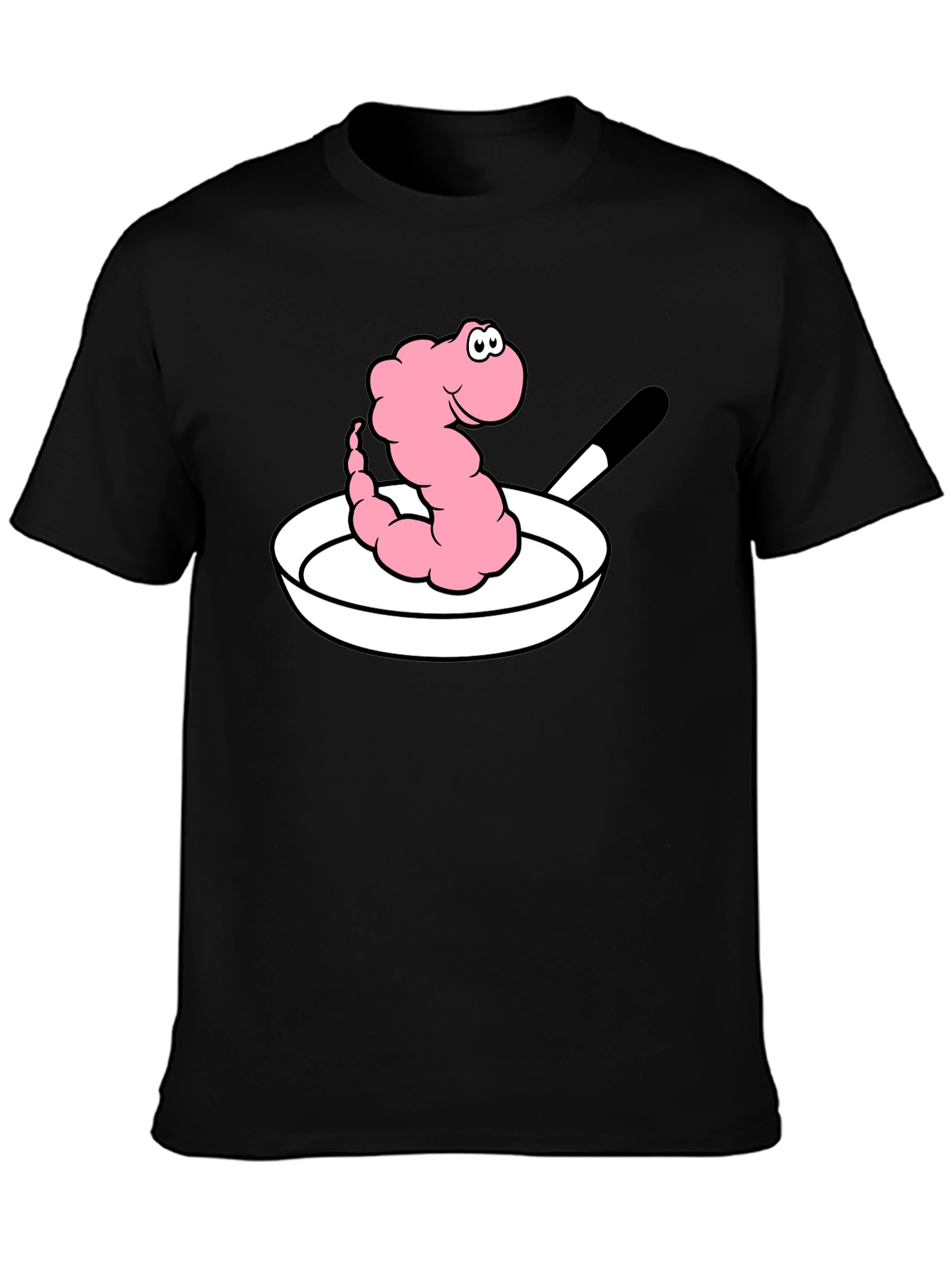 Funny Worm in Pan Graphic T-Shirt