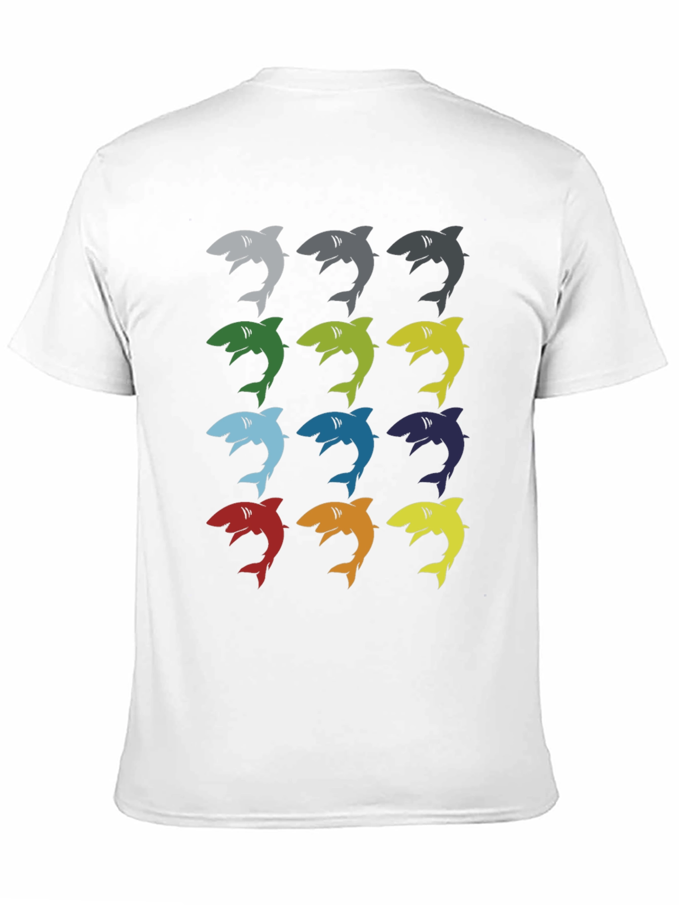 Mens Shark Pattern Graphic T-Shirt - Black
