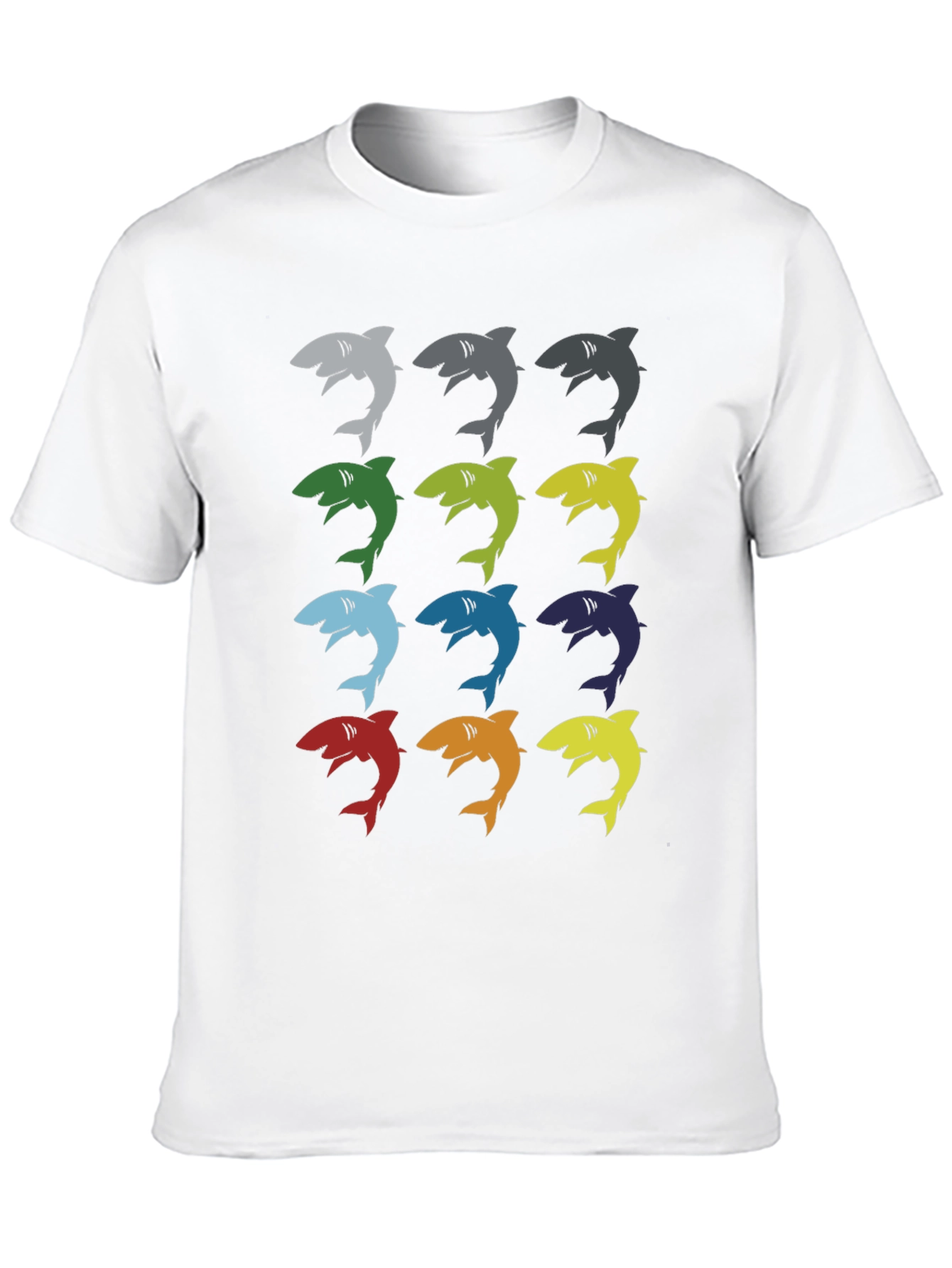 Mens Shark Pattern Graphic T-Shirt - Black