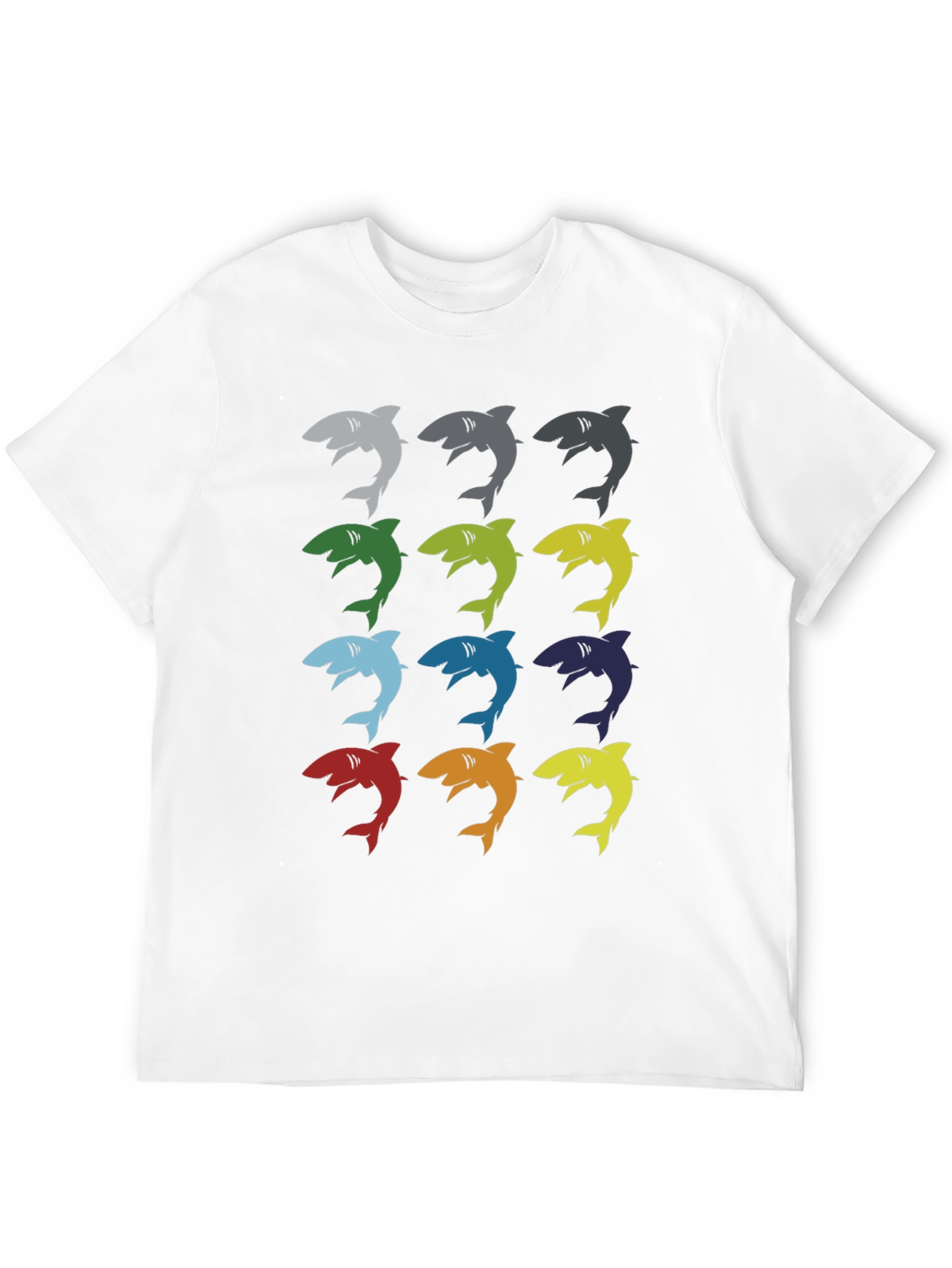 Mens Shark Pattern Graphic T-Shirt - Black