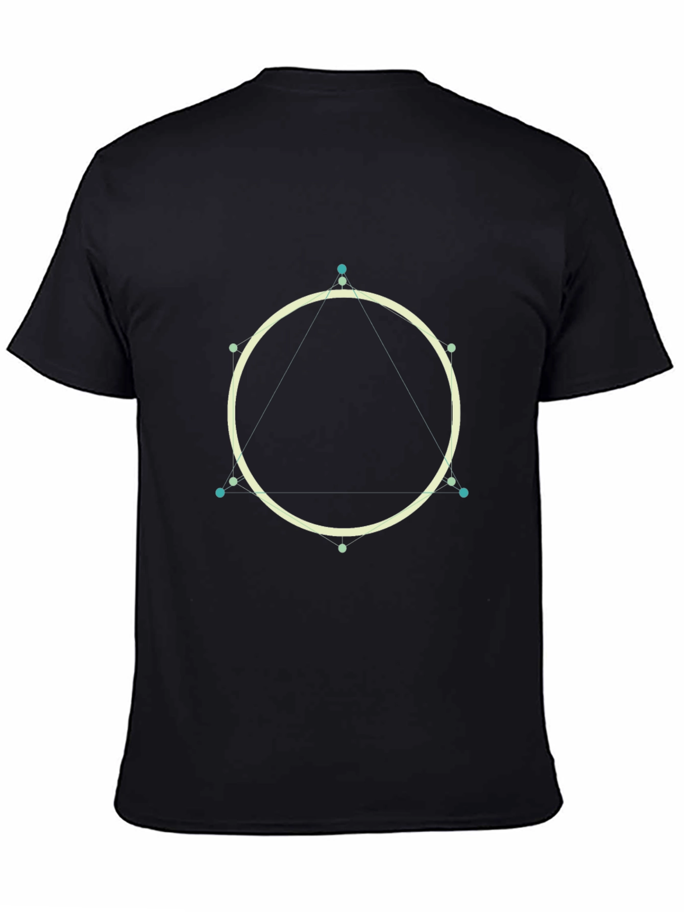 Geometric Circle & Triangle Graphic Black T-Shirt