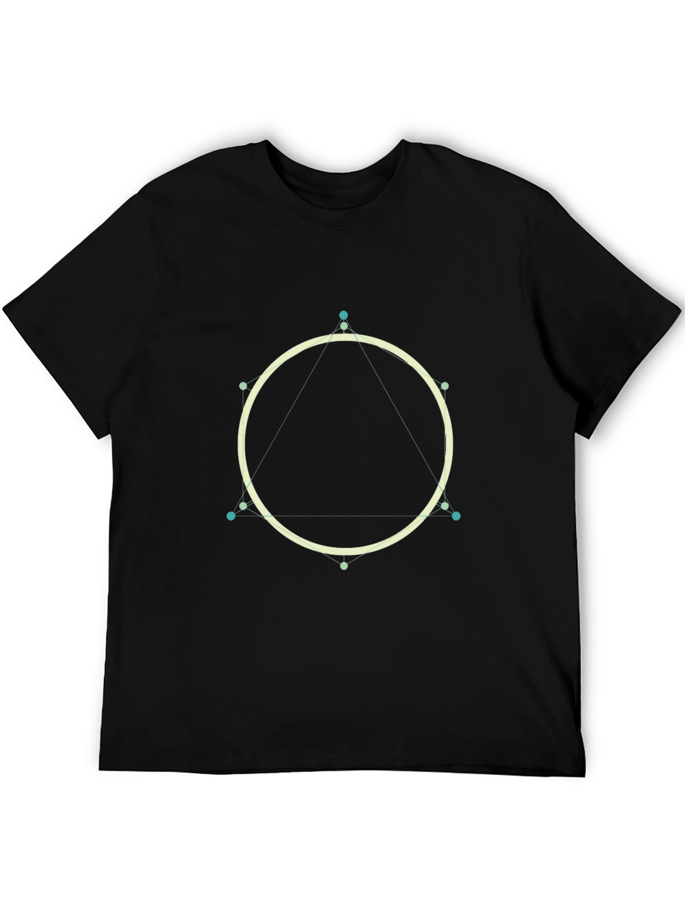Geometric Circle & Triangle Graphic Black T-Shirt