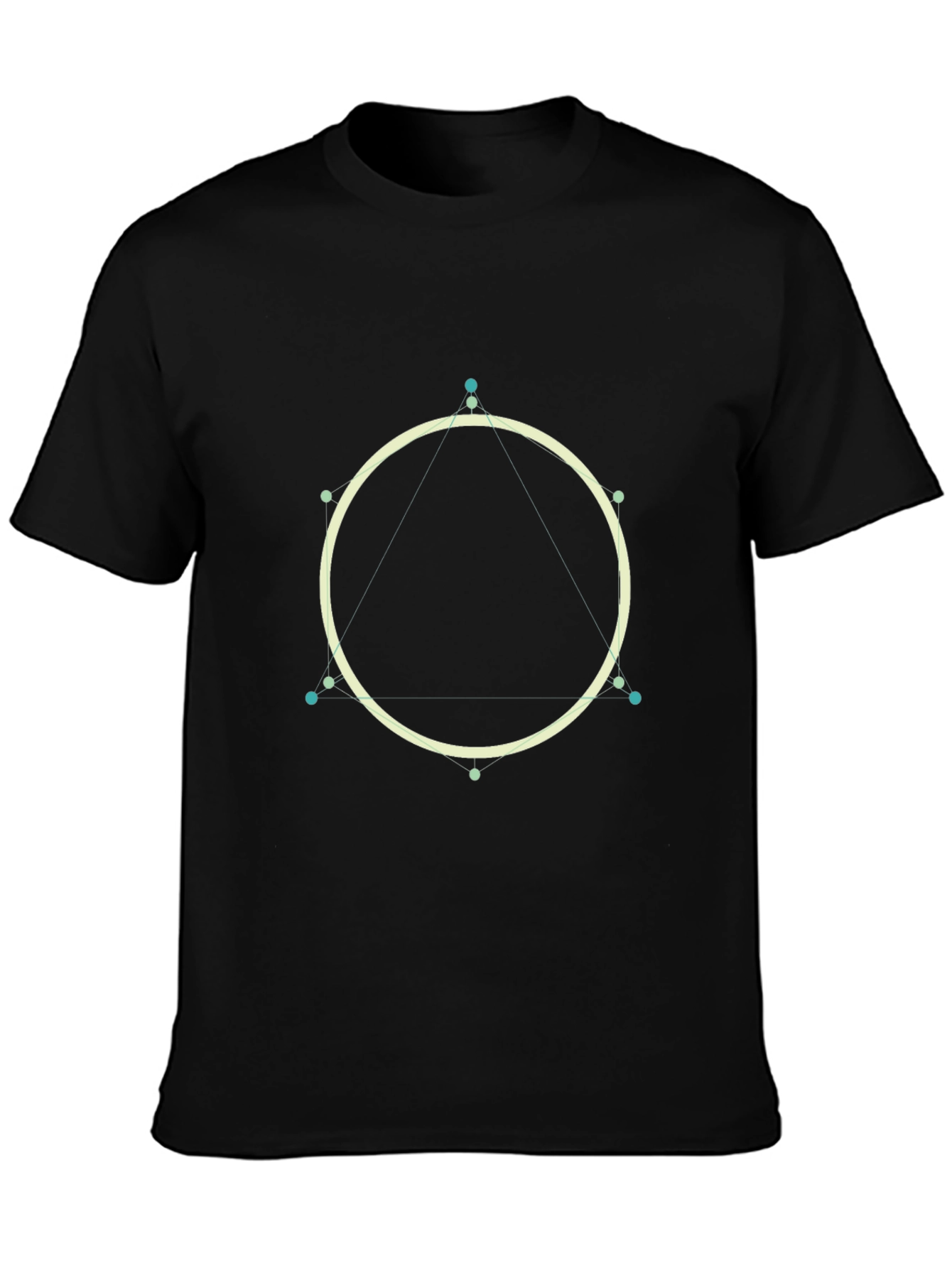 Geometric Circle & Triangle Graphic Black T-Shirt