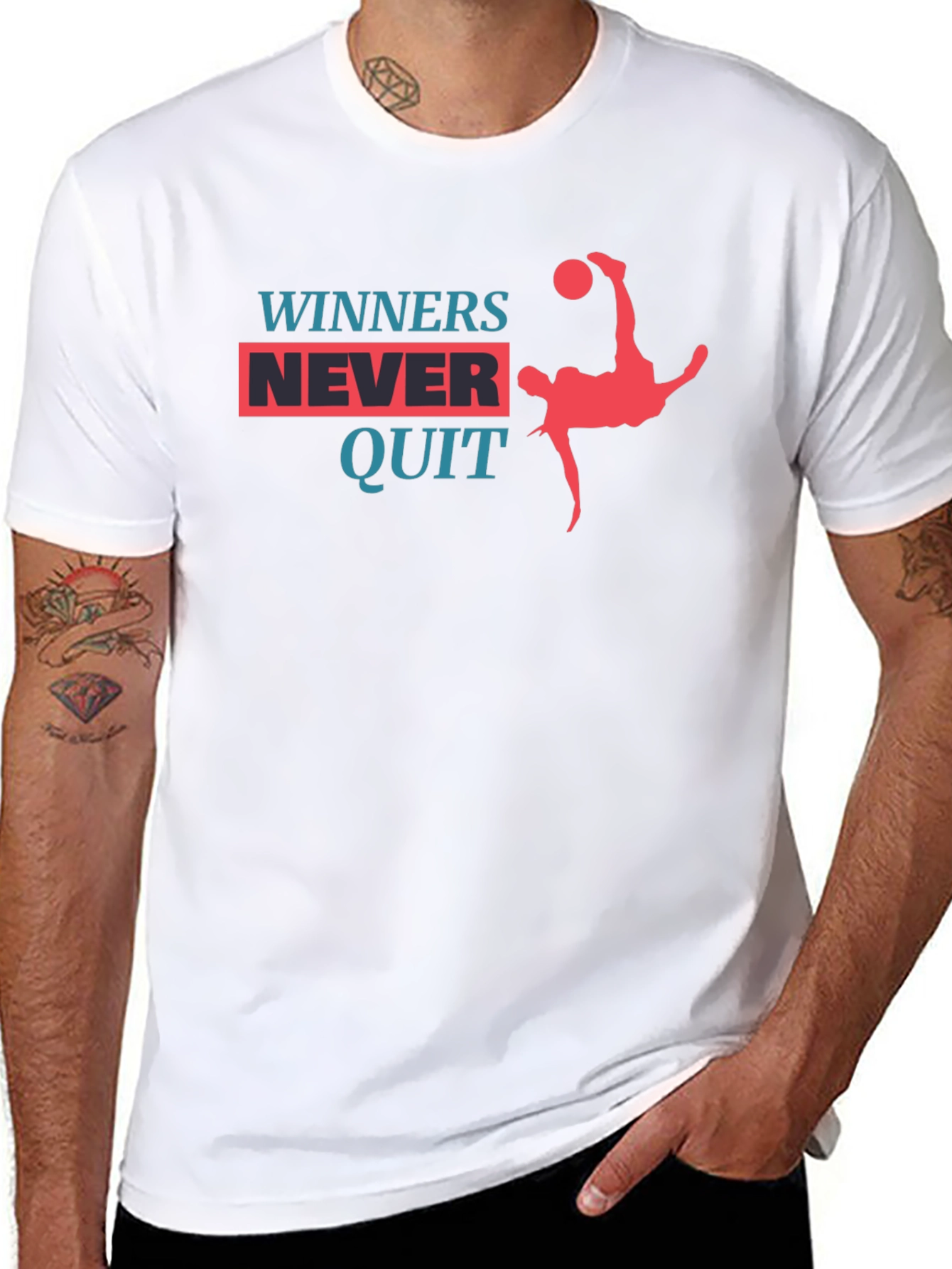 Winners Never Quit Graphic Tee - Black