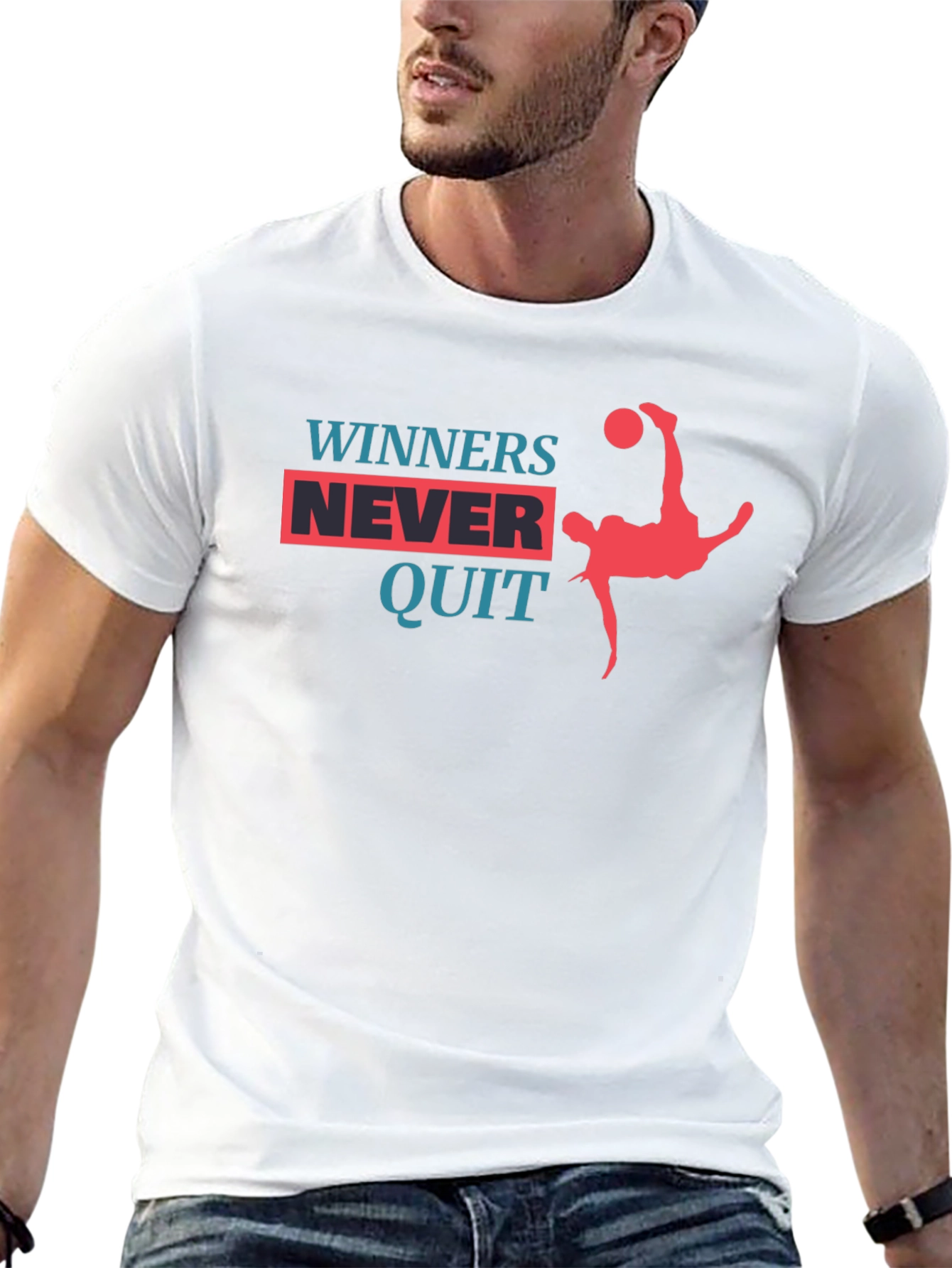Winners Never Quit Graphic Tee - Black
