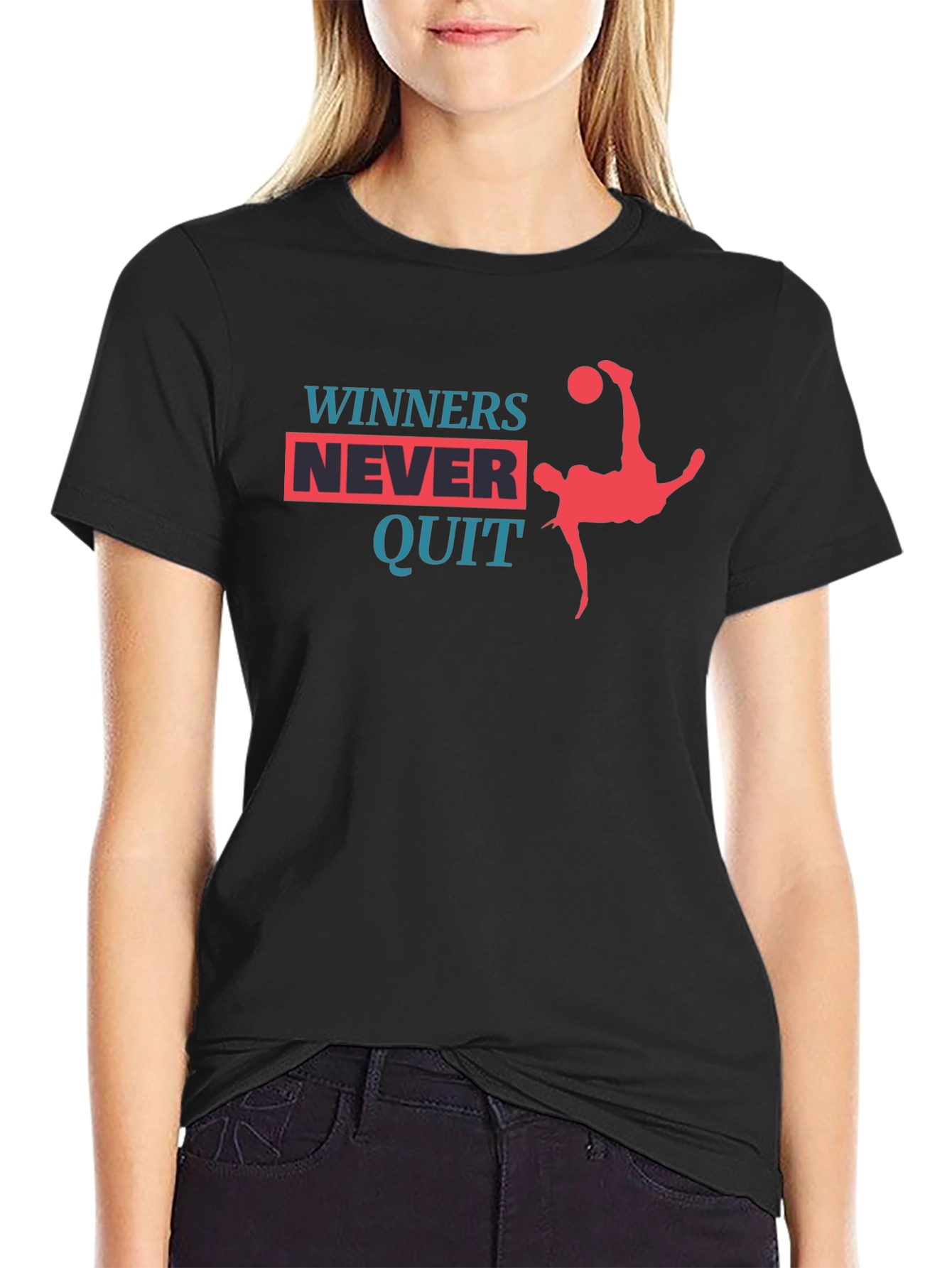 Winners Never Quit Graphic Tee - Black