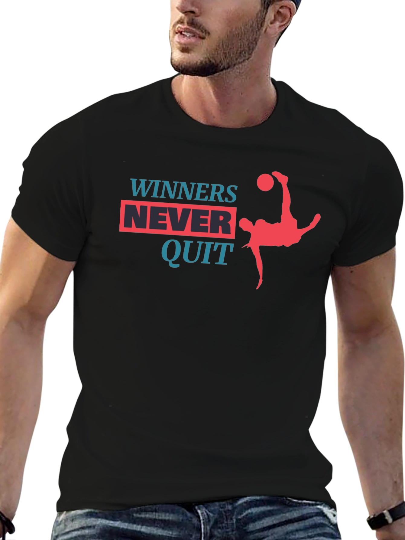 Winners Never Quit Graphic Tee - Black