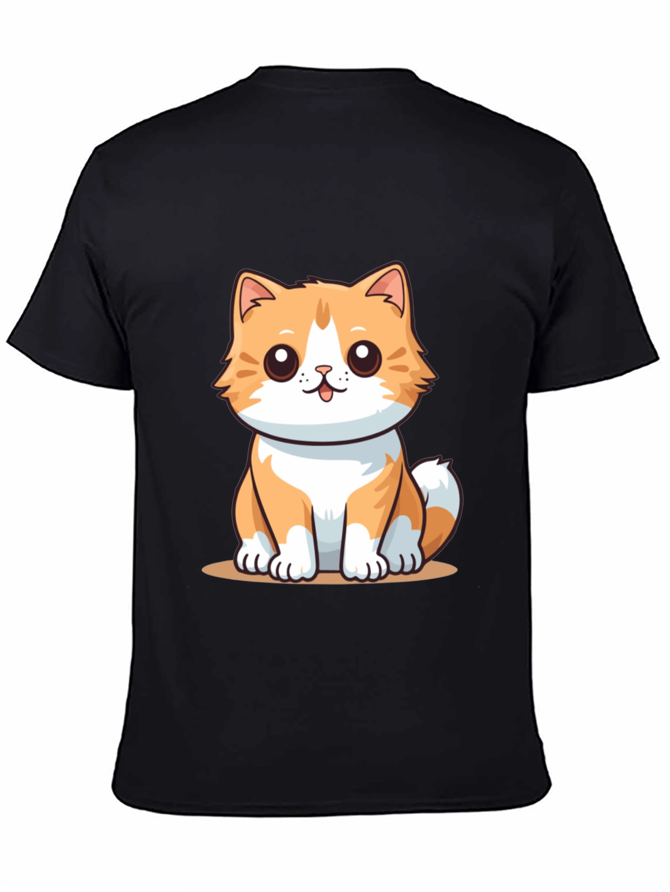 Cute Cartoon Cat Graphic Tee - Black T-Shirt
