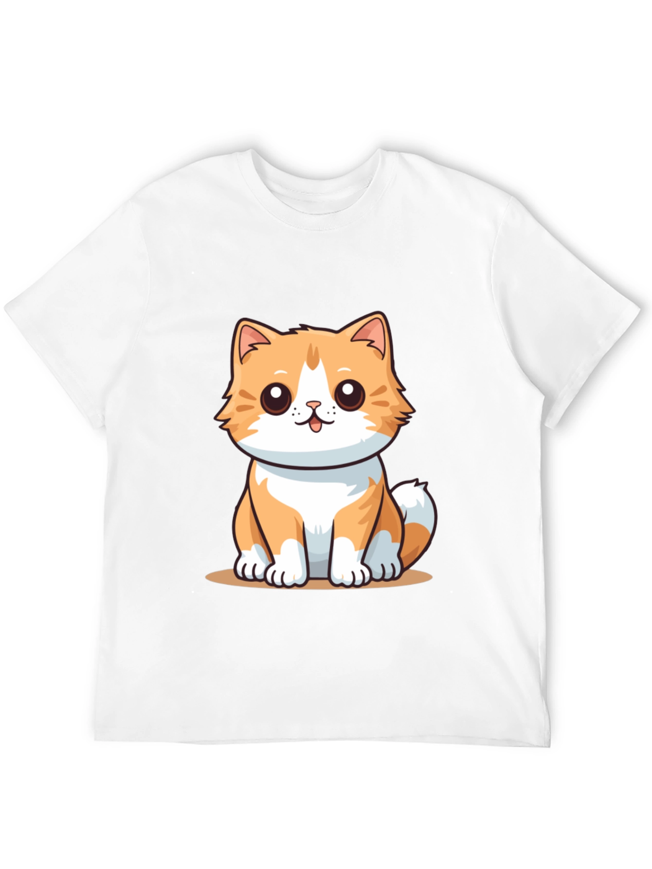 Cute Cartoon Cat Graphic Tee - Black T-Shirt