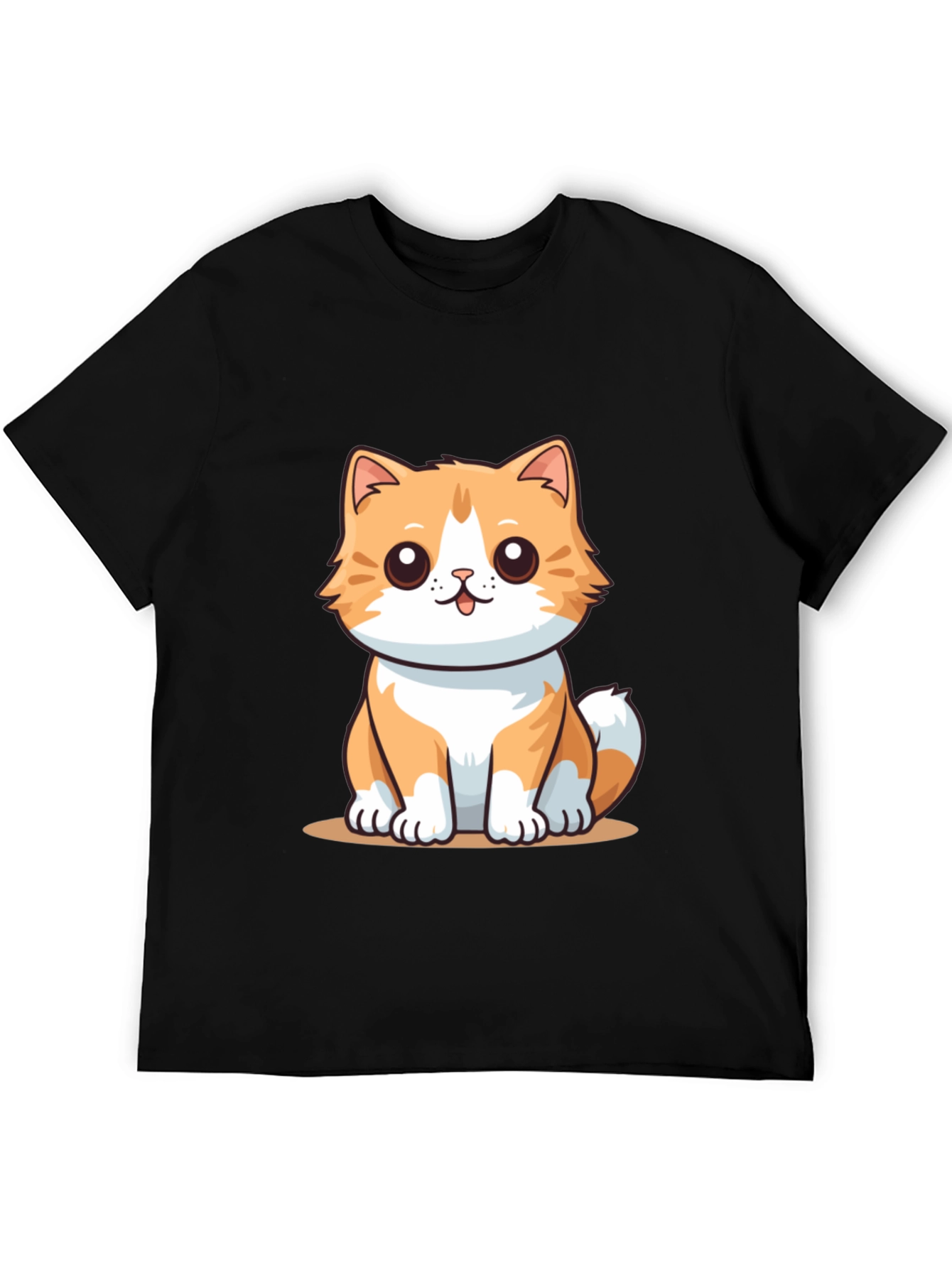 Cute Cartoon Cat Graphic Tee - Black T-Shirt